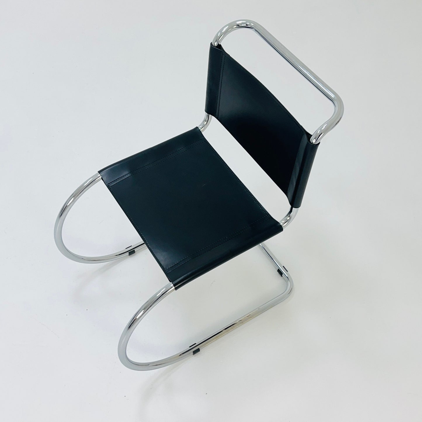 MR10 lounge black leather chair design by Ludwig Mies van der Rohe , 1980s