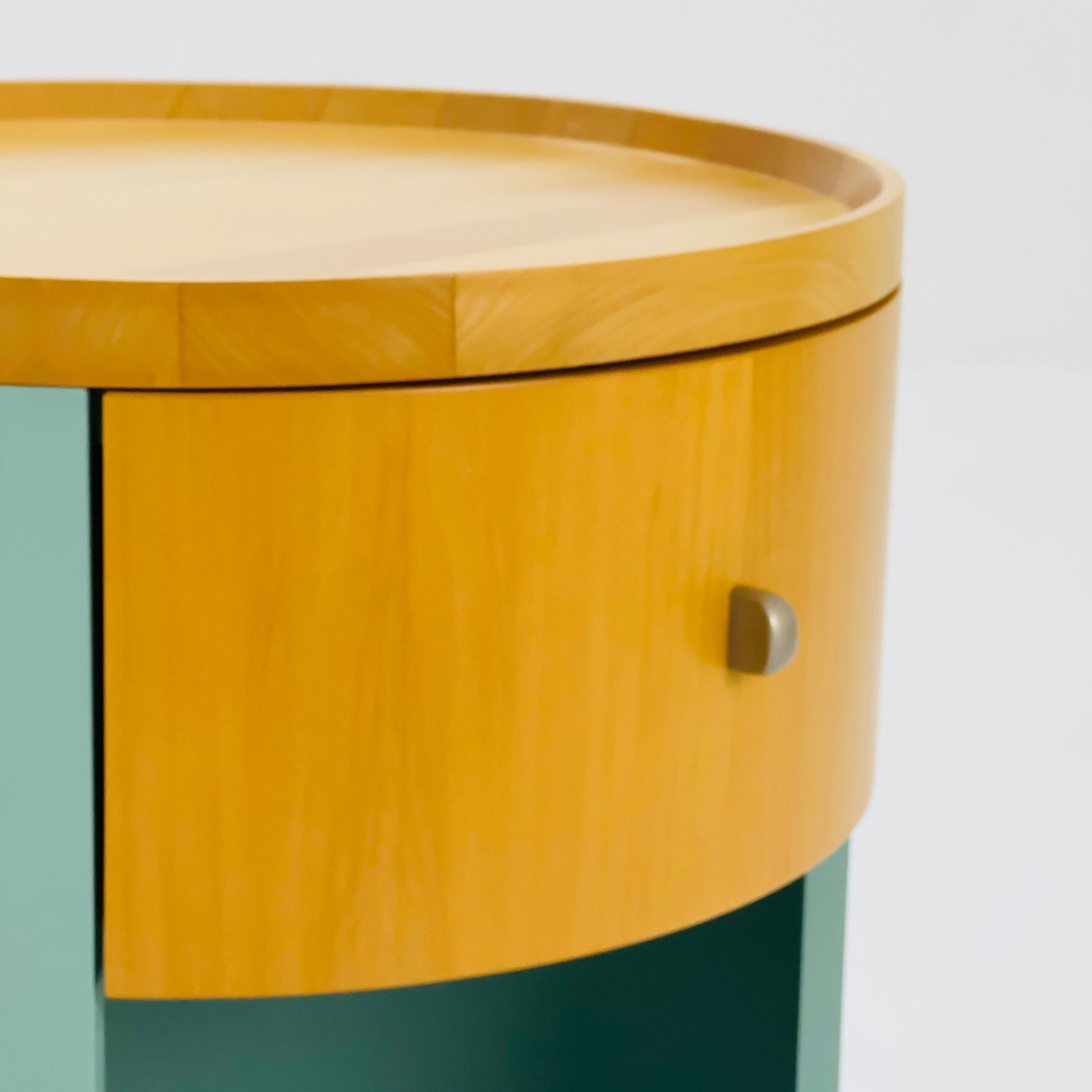 stunning designer Schönbuch round chest of drawers / nightstand Conga walnut veneered Germany