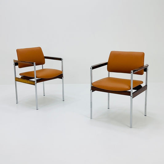 Set of 2 Mid-Century Dining arm Chairs by Thereca, 1960s, Netherlands