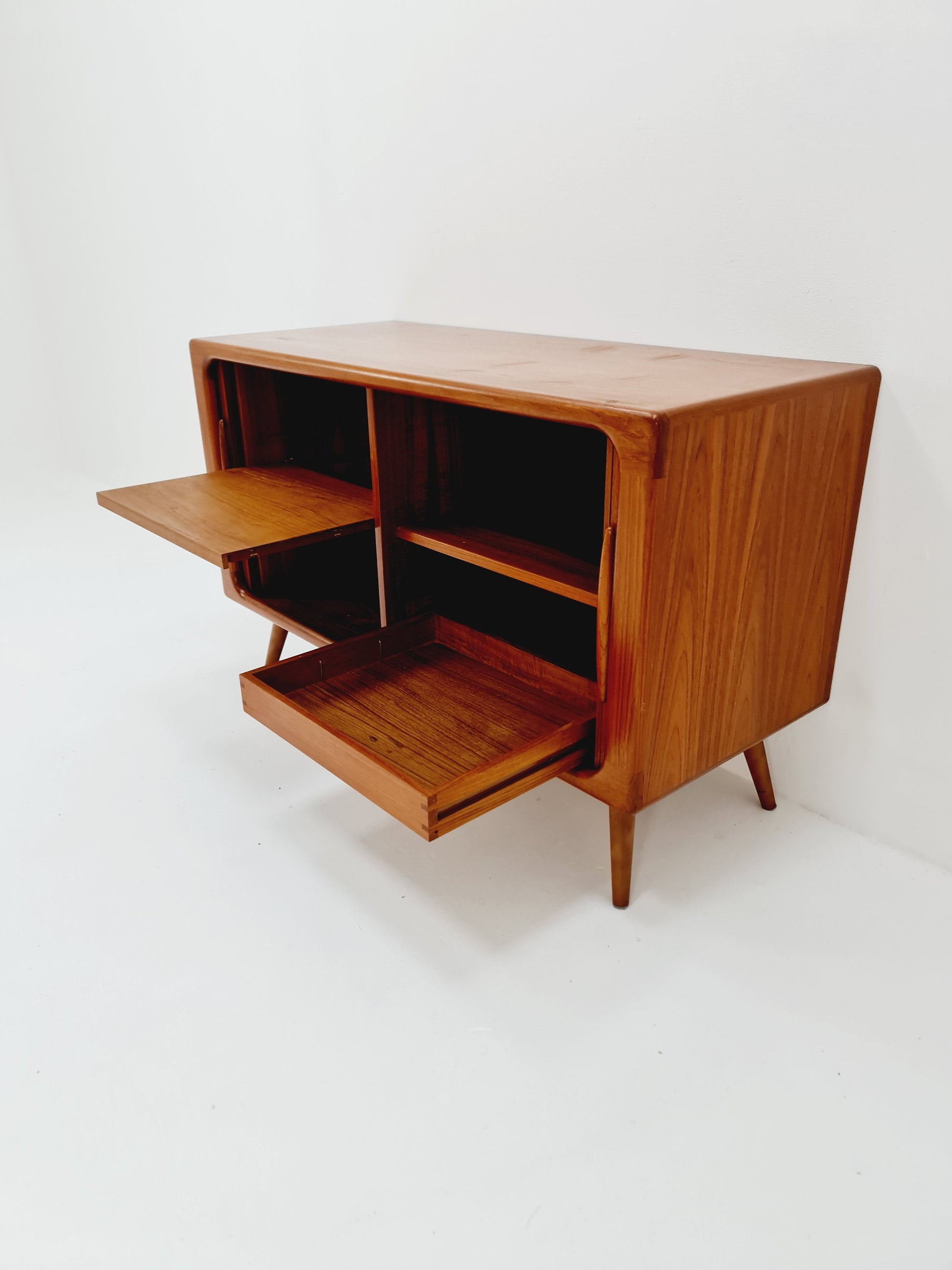 Mid century Solid Danish teak hallway cabinet, Record cabinet By Dyrlund 1960s
