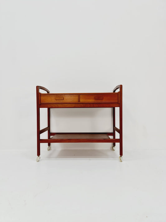 Vintage mid century danish trolley in solid teak/ bar cart By Salling Stolefabrik, 1960s