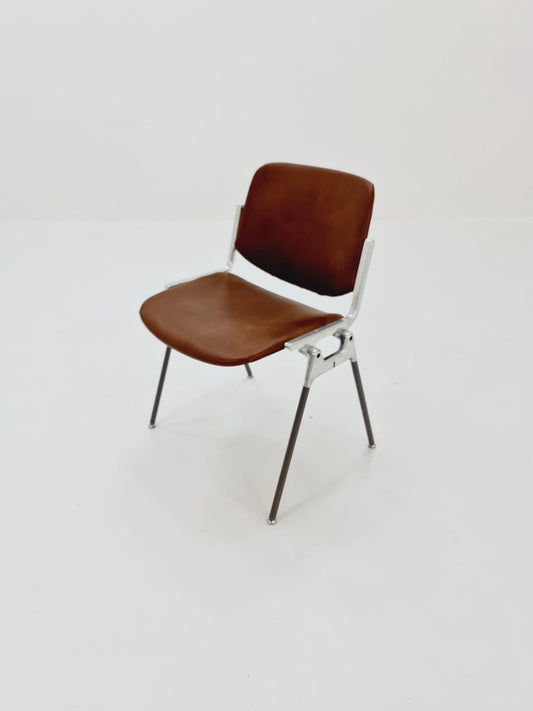 Mid century leather Italian Castelli Chair by Giancarlo Piretti 1980s
