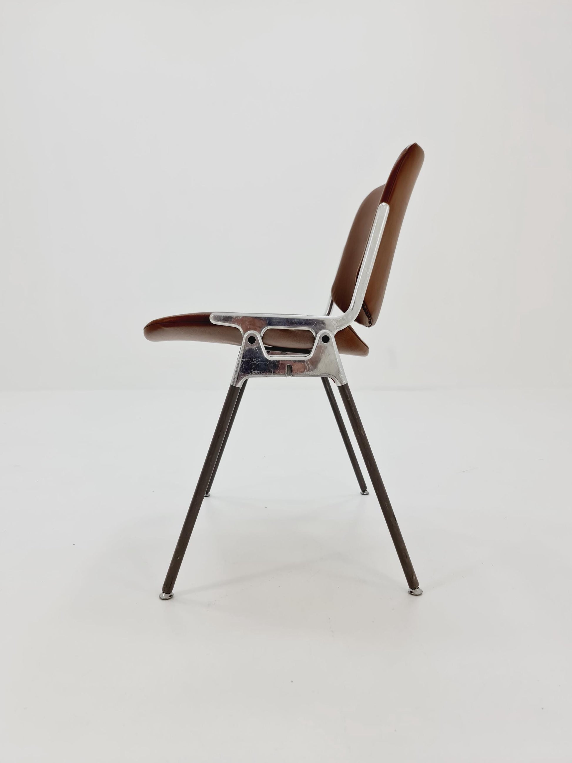 Mid century leather Italian Castelli Chair by Giancarlo Piretti 1980s