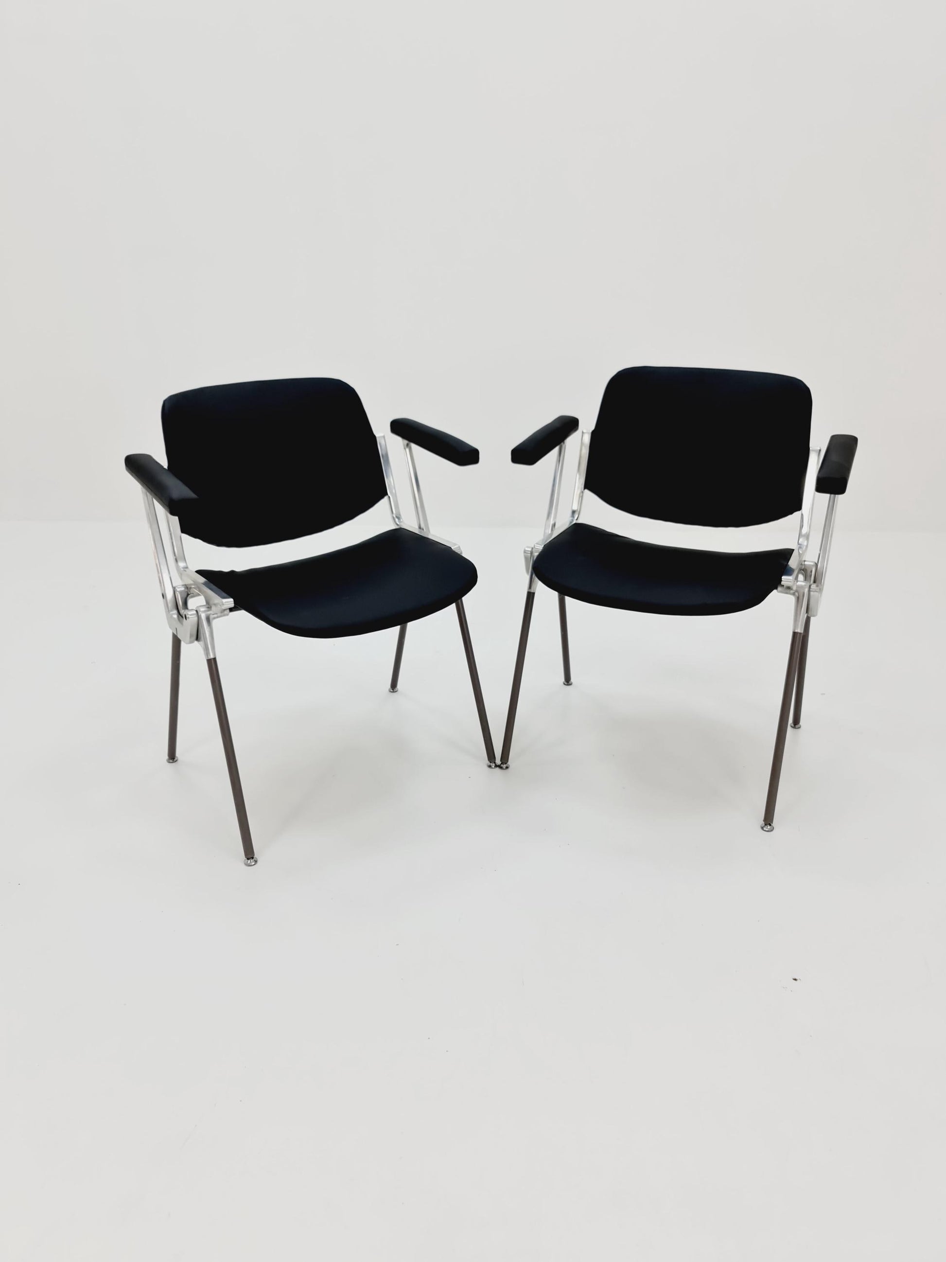 1 / 2 Italian black leatherite Castelli arm chairs by Giancarlo Piretti, 1970s