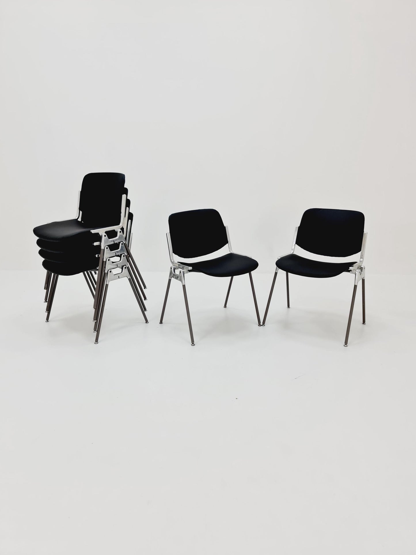 1 / 6 Italian black leatherite Castelli chairs by Giancarlo Piretti, 1970s