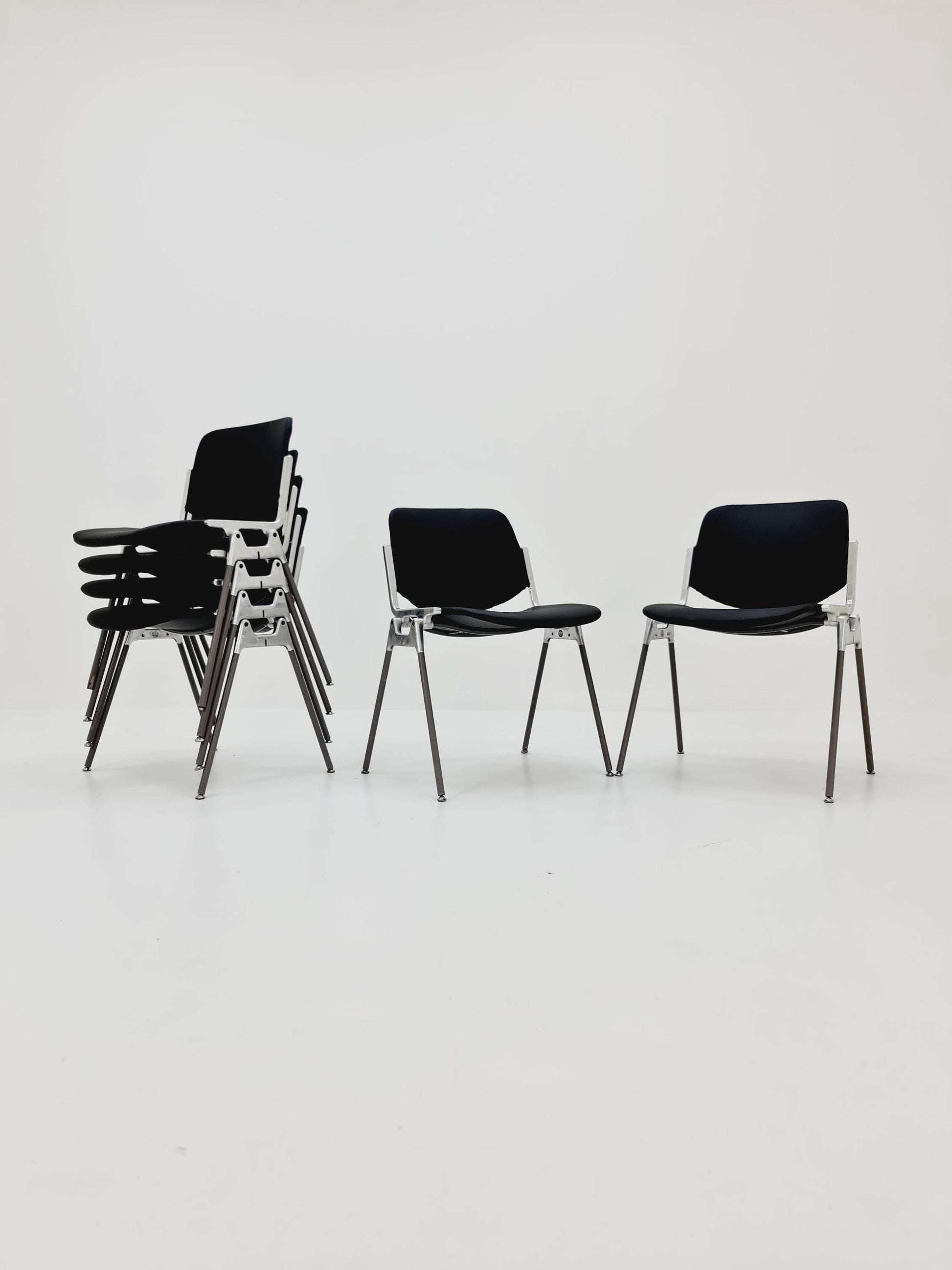 1 / 6 Italian black leatherite Castelli chairs by Giancarlo Piretti, 1970s