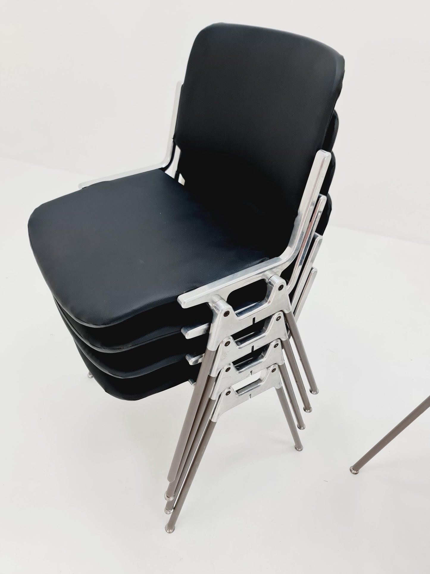 1 / 6 Italian black leatherite Castelli chairs by Giancarlo Piretti, 1970s