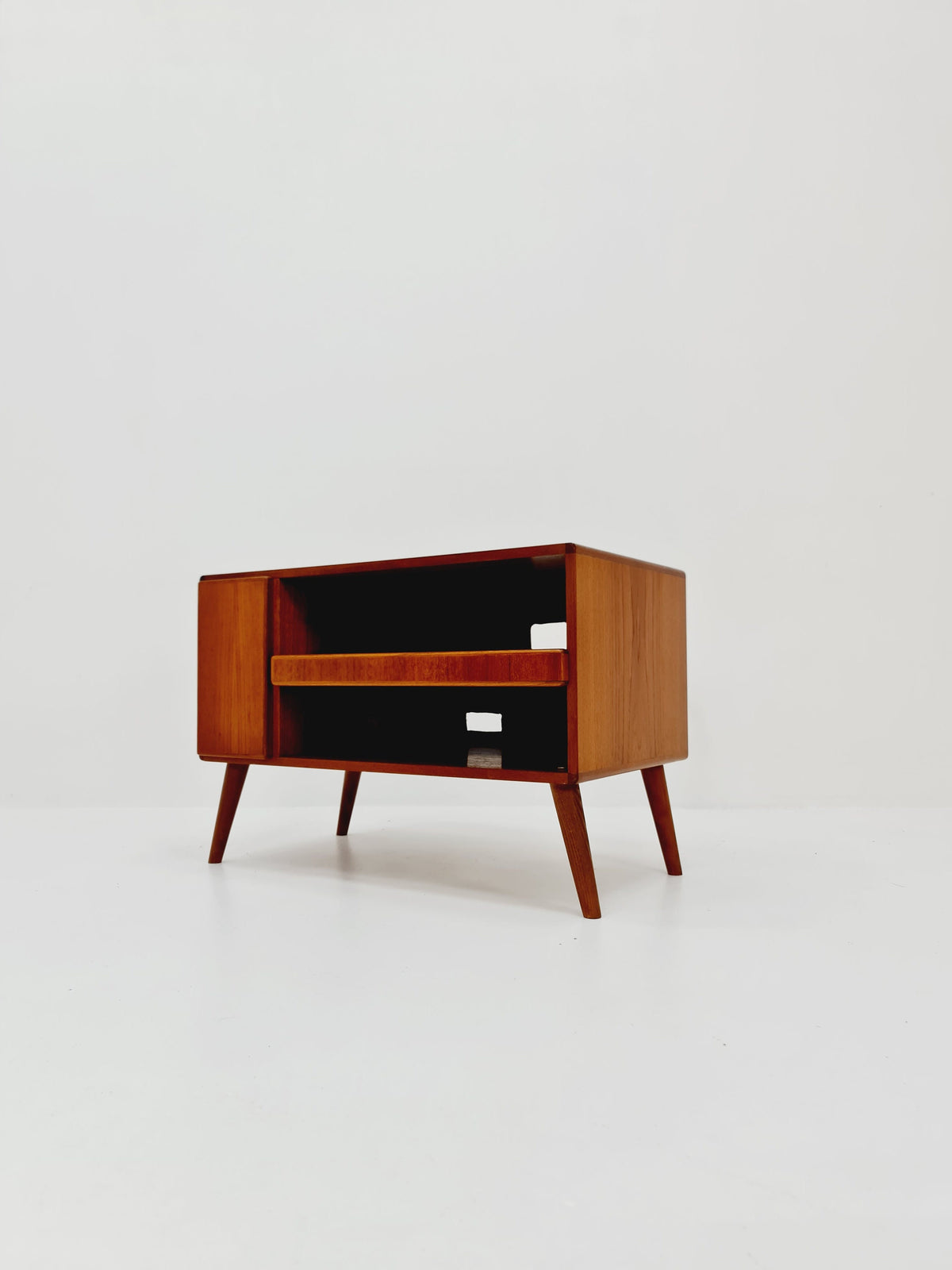 Vintage Danish teak record cabinet sideboard by Komfort 1960s