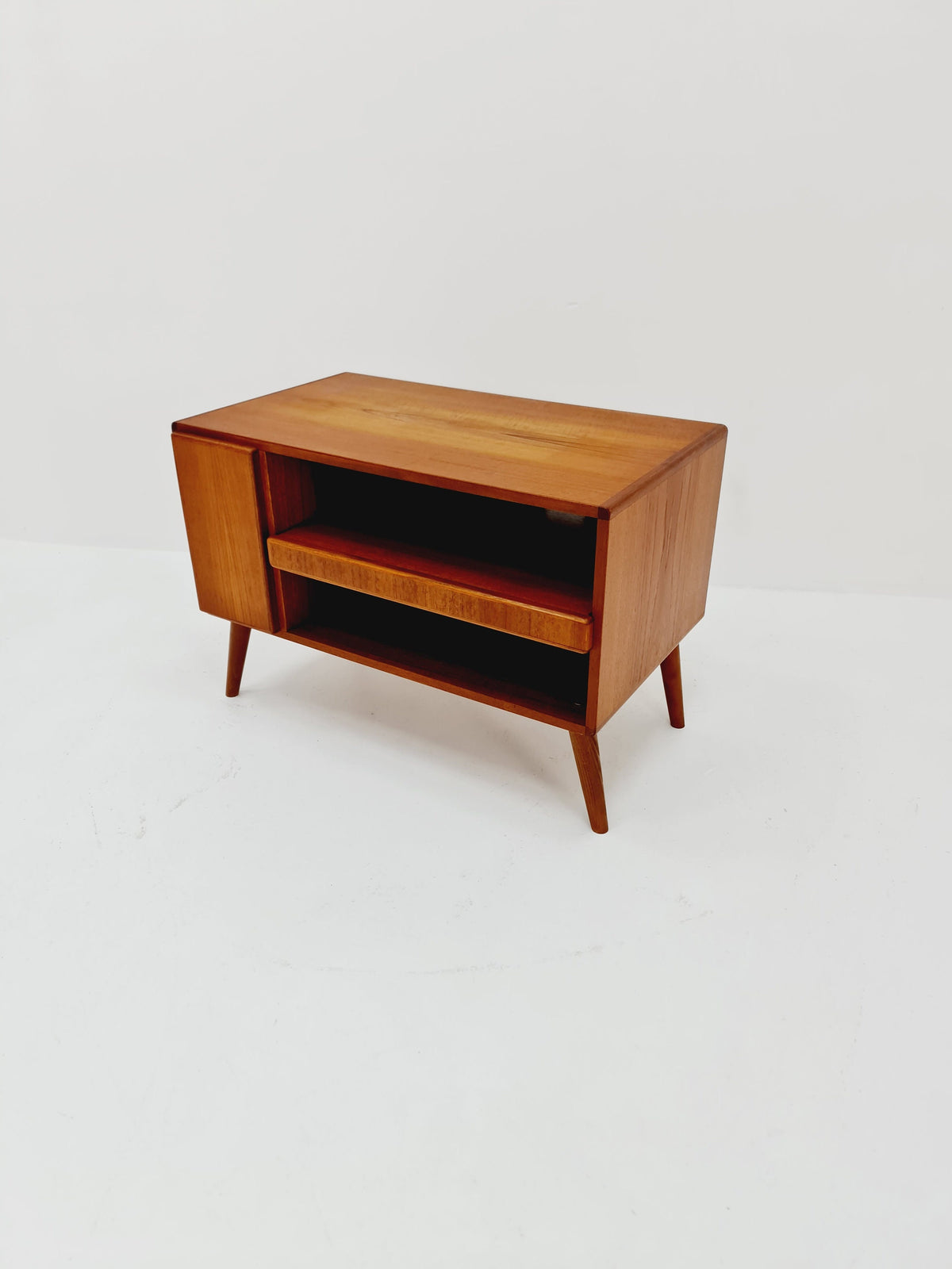 Vintage Danish teak record cabinet sideboard by Komfort 1960s