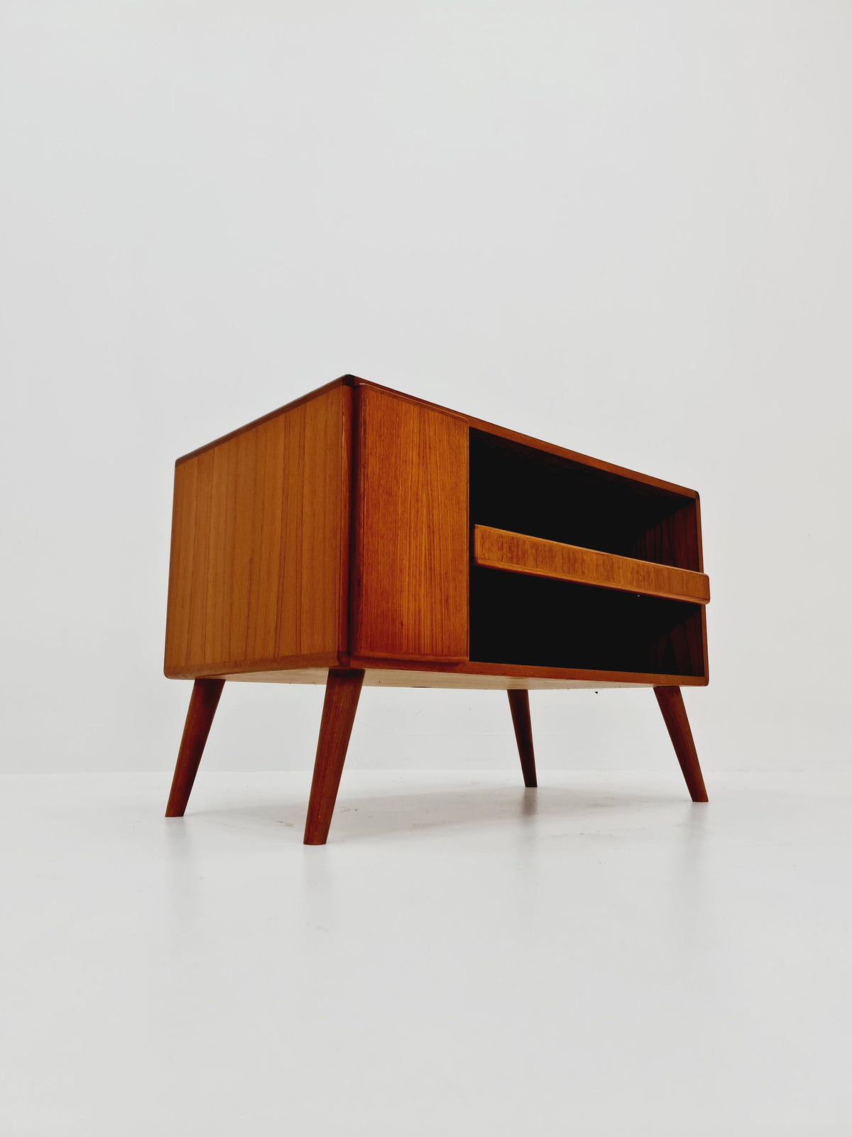 Vintage Danish teak record cabinet sideboard by Komfort 1960s