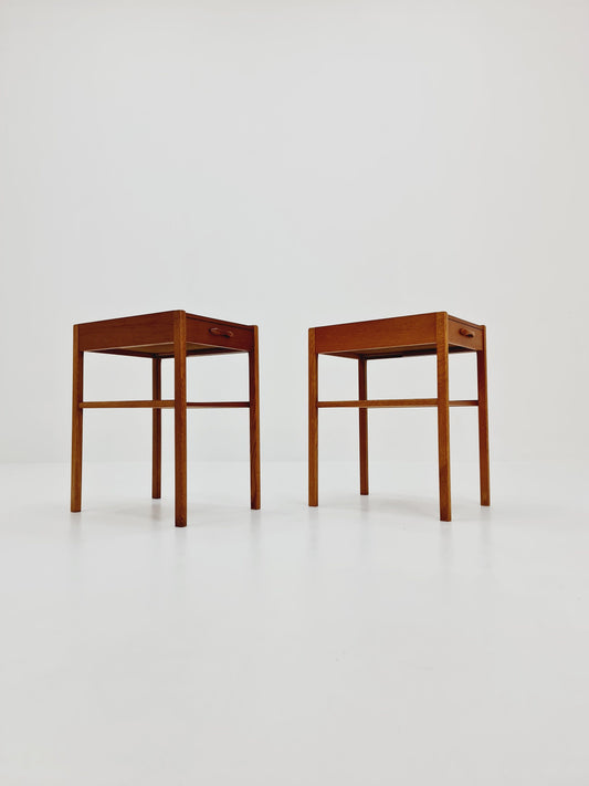 Mid century Danish teak & Oak bedside tables/ nightstands , 1960s, set of 2