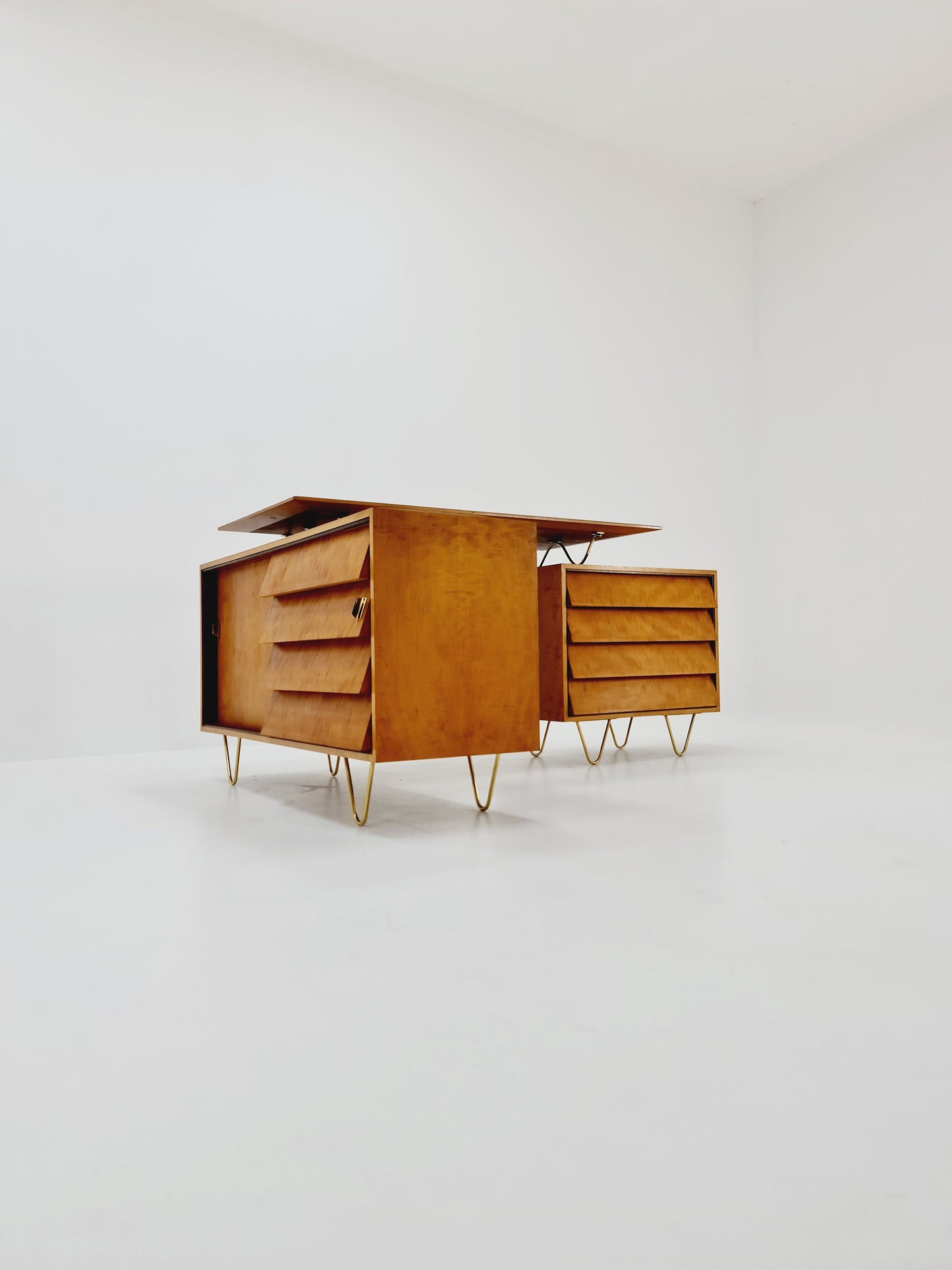 Super Rare Mid century vintage desk with attached sideboard by Alfred Altherr, 1950s