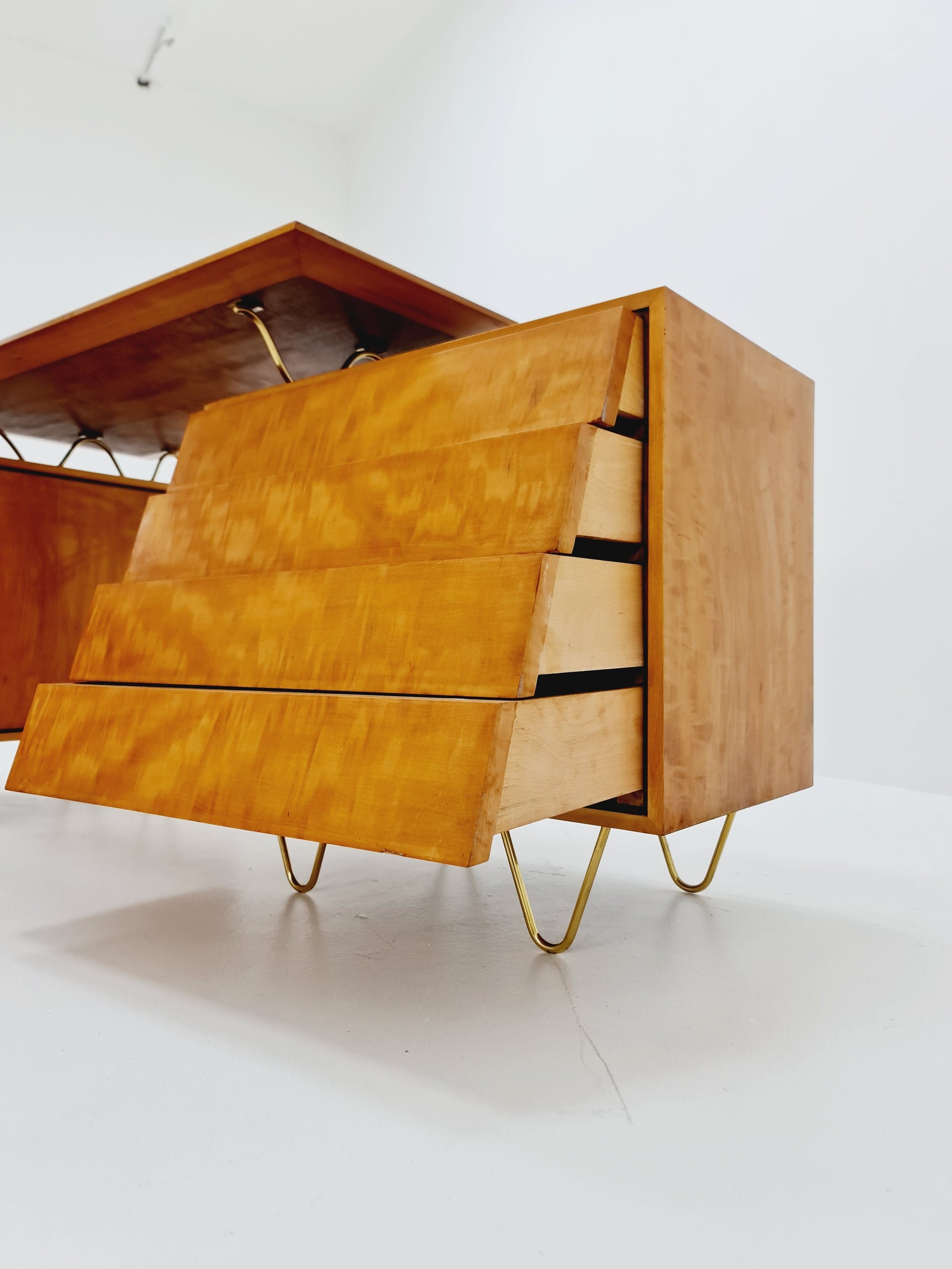 Super Rare Mid century vintage desk with attached sideboard by Alfred Altherr, 1950s