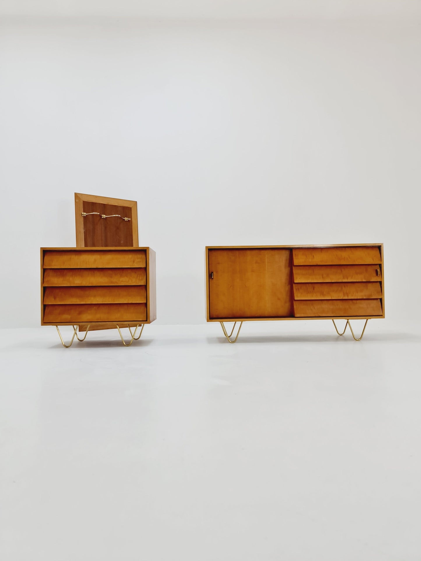 Super Rare Mid century vintage desk with attached sideboard by Alfred Altherr, 1950s
