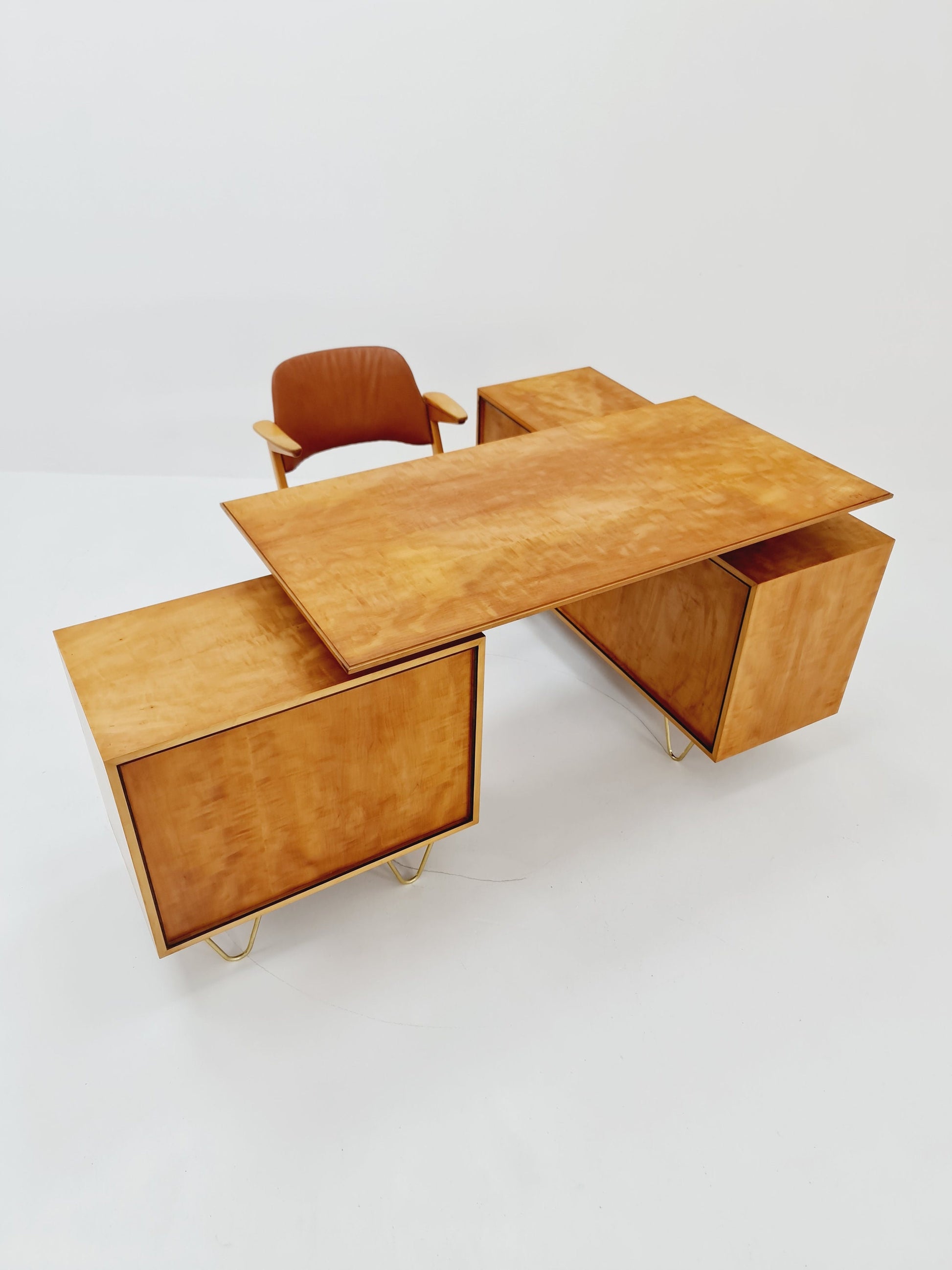 Super Rare Mid century vintage desk with attached sideboard by Alfred Altherr, 1950s