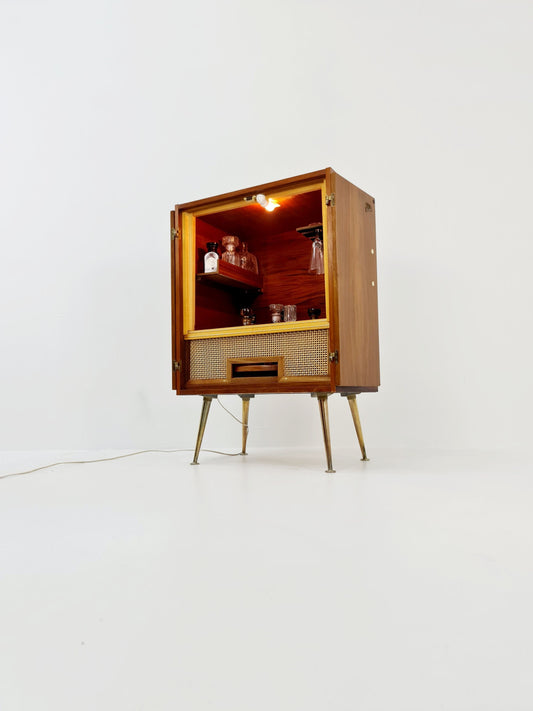 Rare Mid century Walnut German Old TV Cabinet bar/ sideboard, BY Else Möbel 1950s
