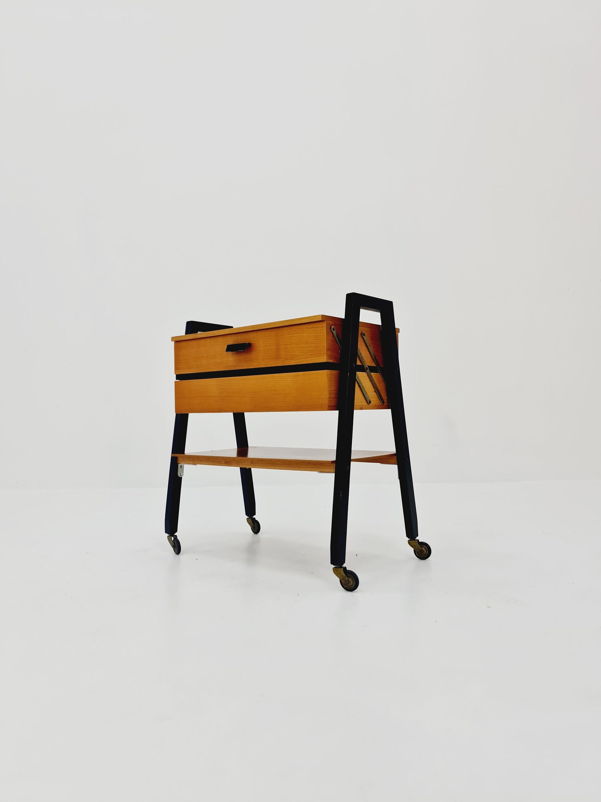 Vintage teak sweing table/ side table cabinet, 1960s