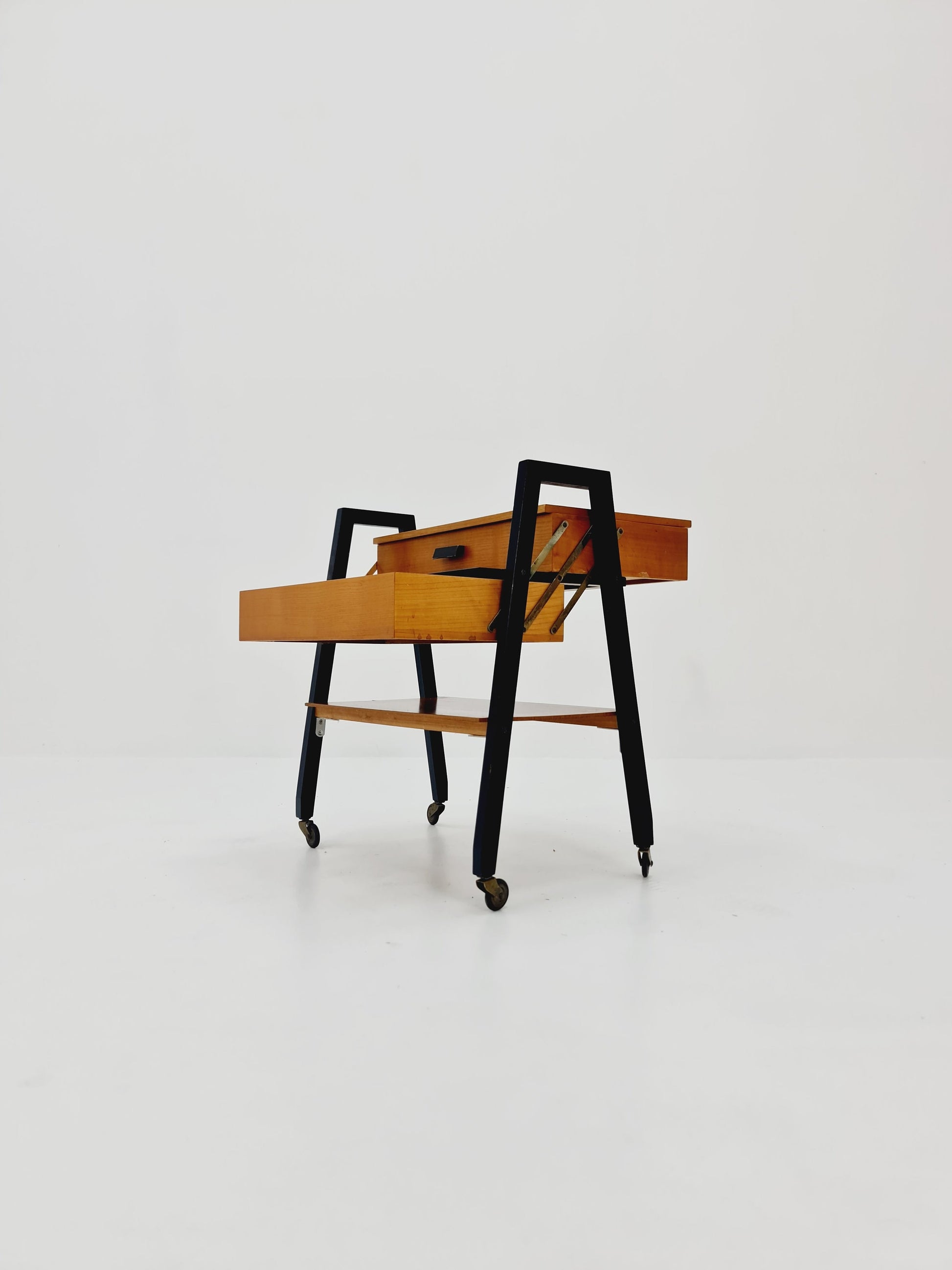 Vintage teak sweing table/ side table cabinet, 1960s