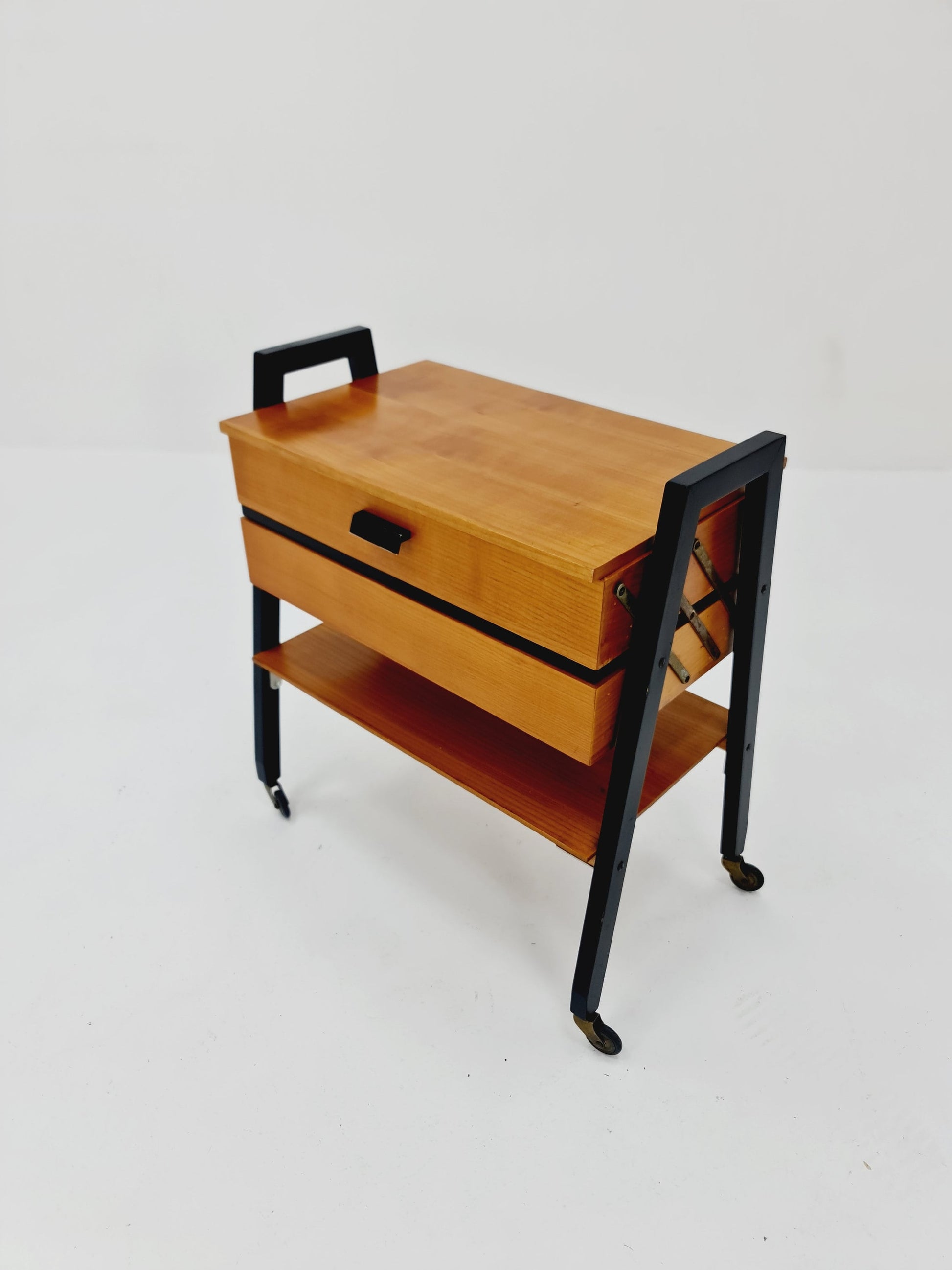 Vintage teak sweing table/ side table cabinet, 1960s