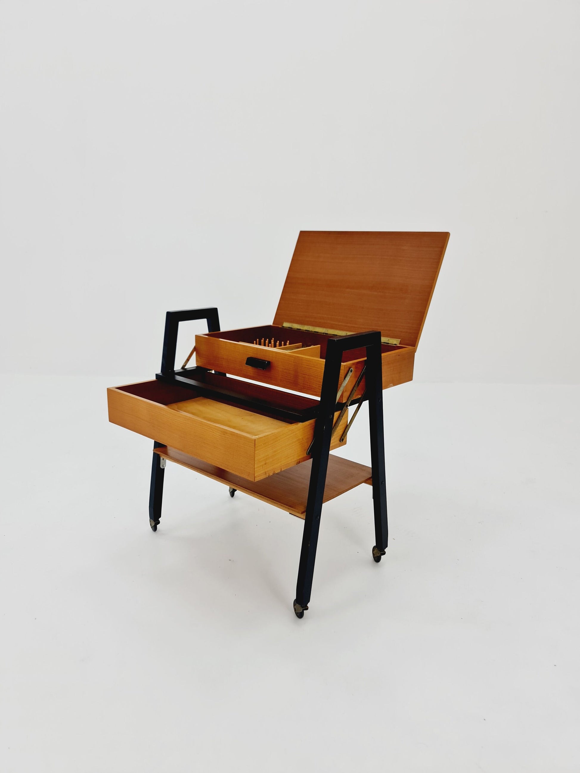 Vintage teak sweing table/ side table cabinet, 1960s