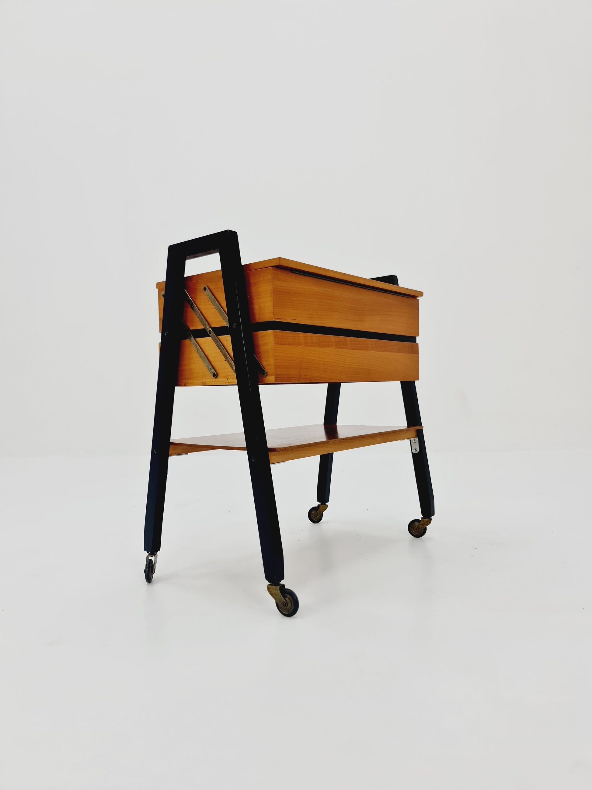 Vintage teak sweing table/ side table cabinet, 1960s