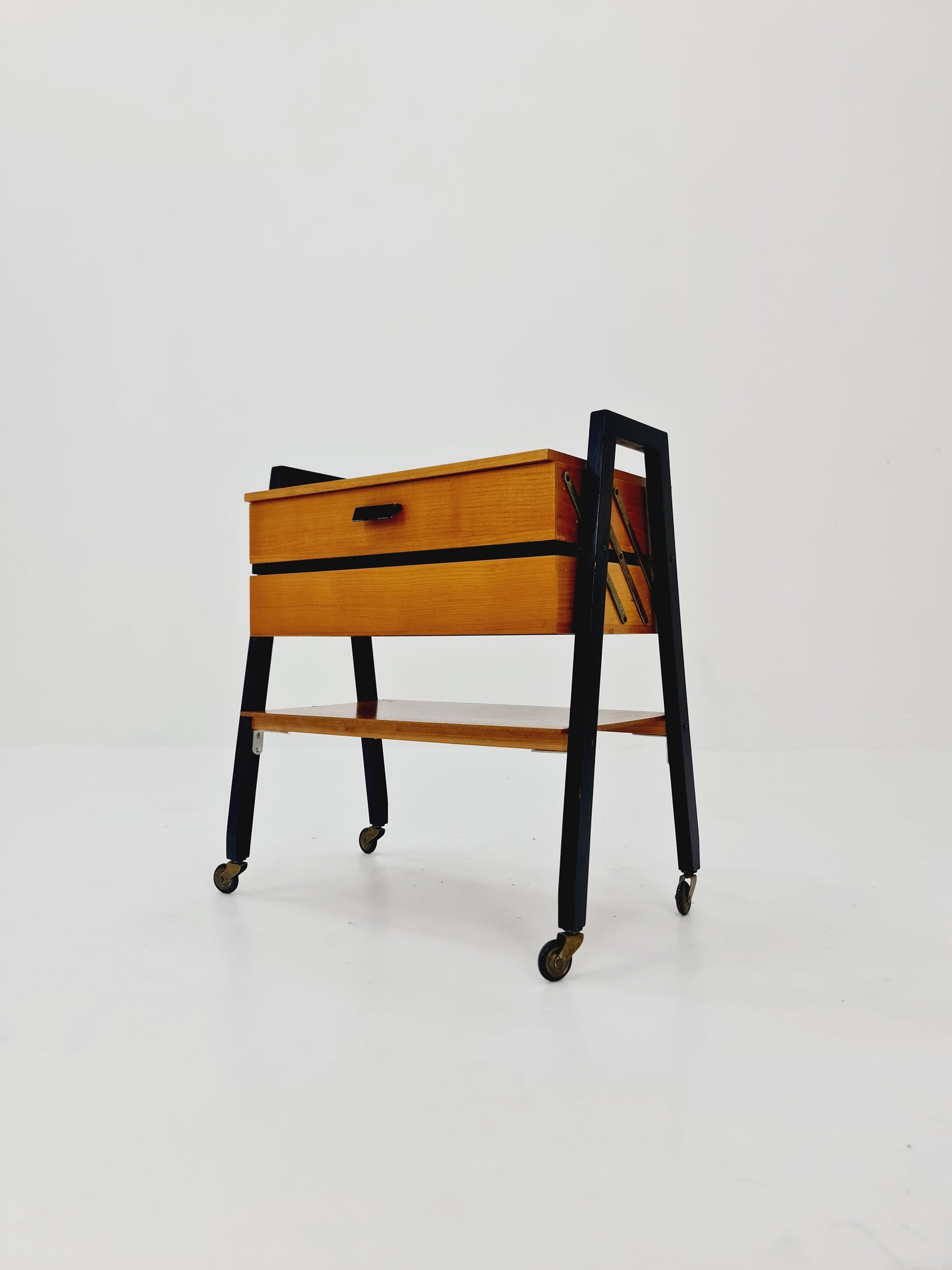 Vintage teak sweing table/ side table cabinet, 1960s