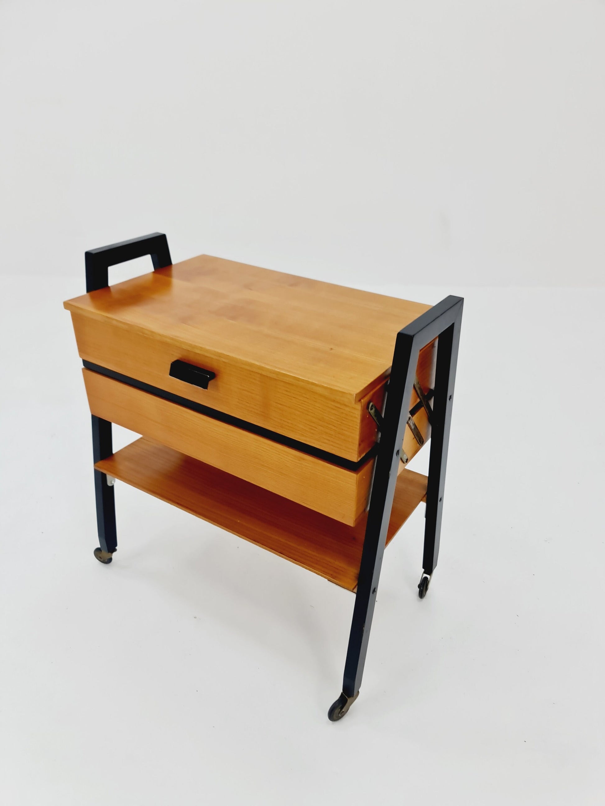 Vintage teak sweing table/ side table cabinet, 1960s