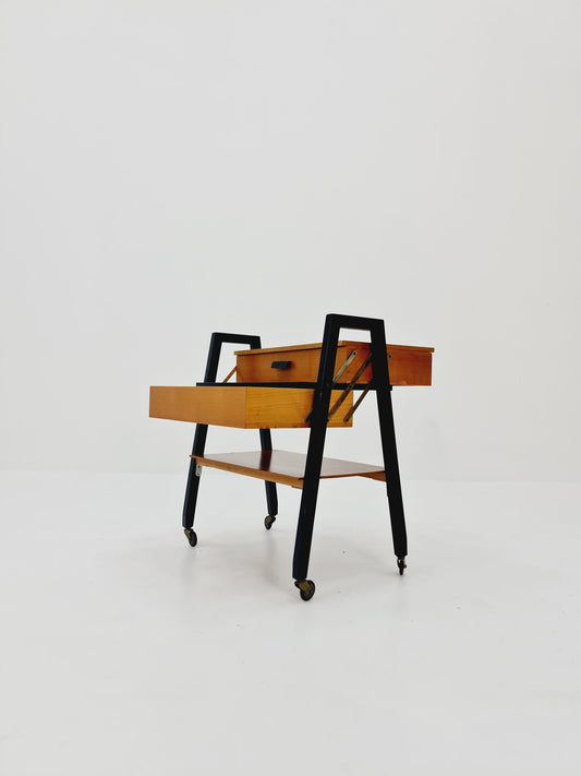 Vintage teak sweing table/ side table cabinet, 1960s