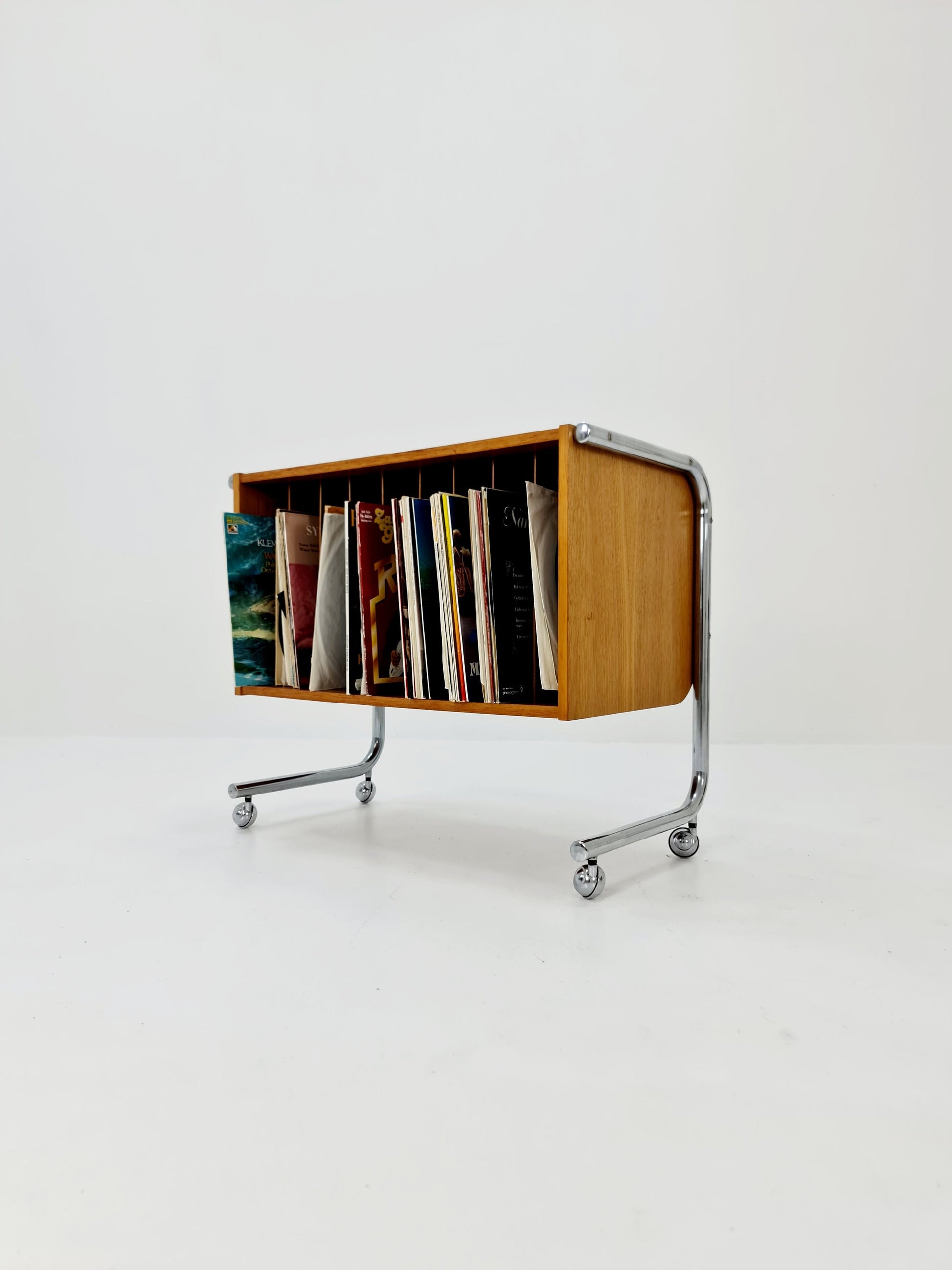 Vintage Bauhaus walnut record cabinet sideboard , 1960s