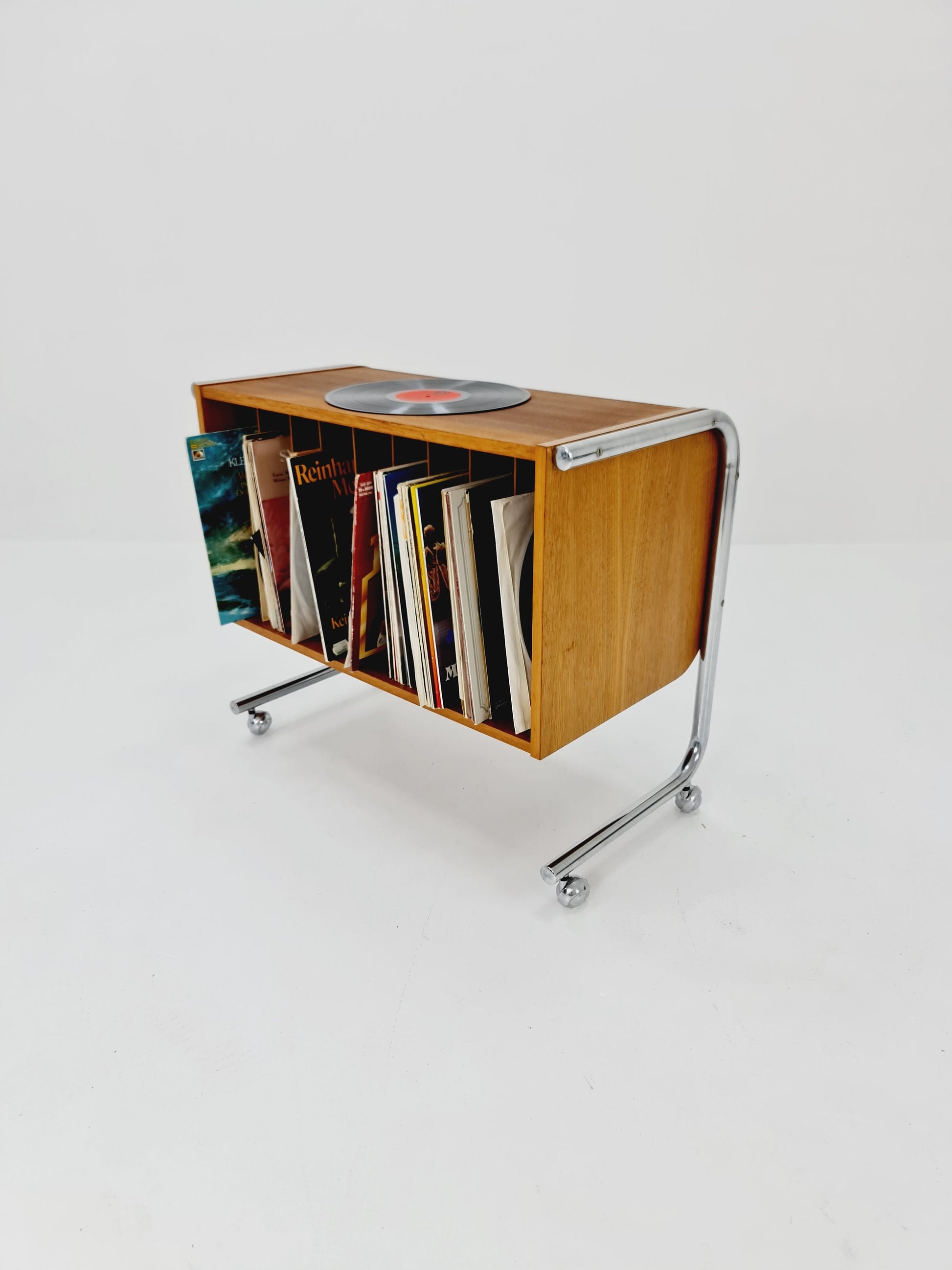 Vintage Bauhaus walnut record cabinet sideboard , 1960s