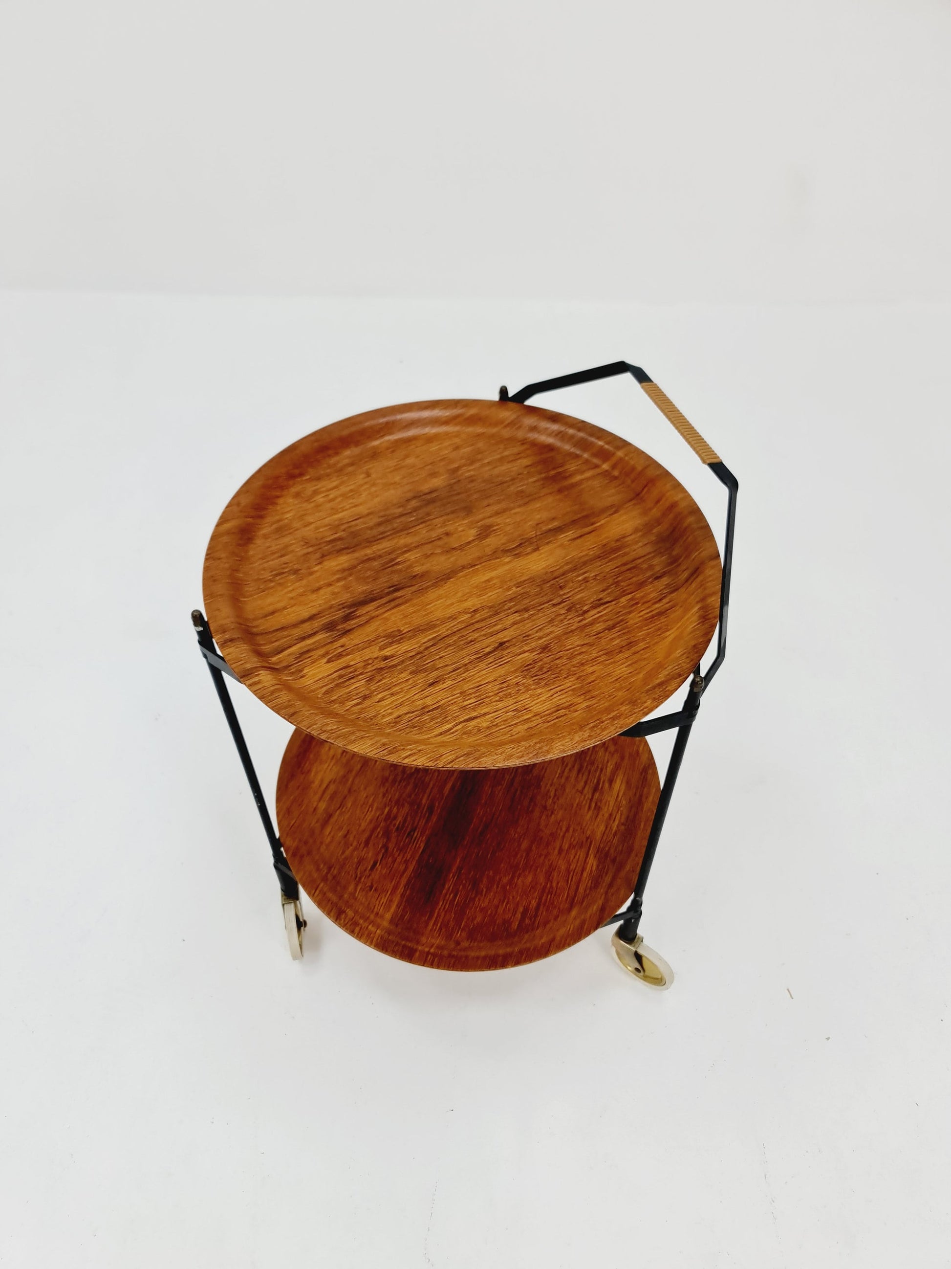 Vintage Swidish mid century Folding trolley bar cart in teak & metal,By Äry Fanerprodukter 1960s