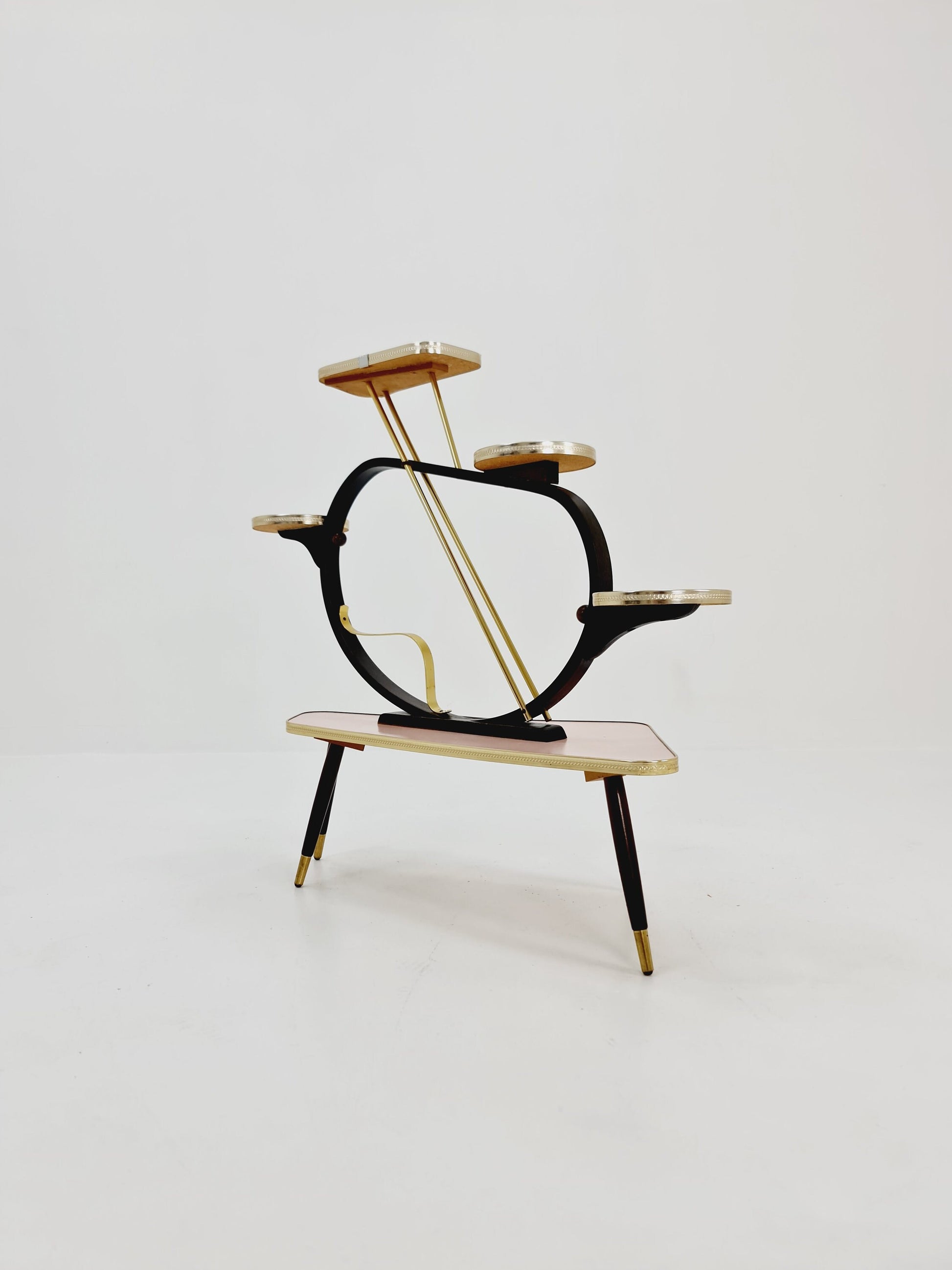 Big 1950s German Plant Stand, Colorful Vintage Mid-Century Minimalist Indoor Plant Stand Side Table Retro flower table