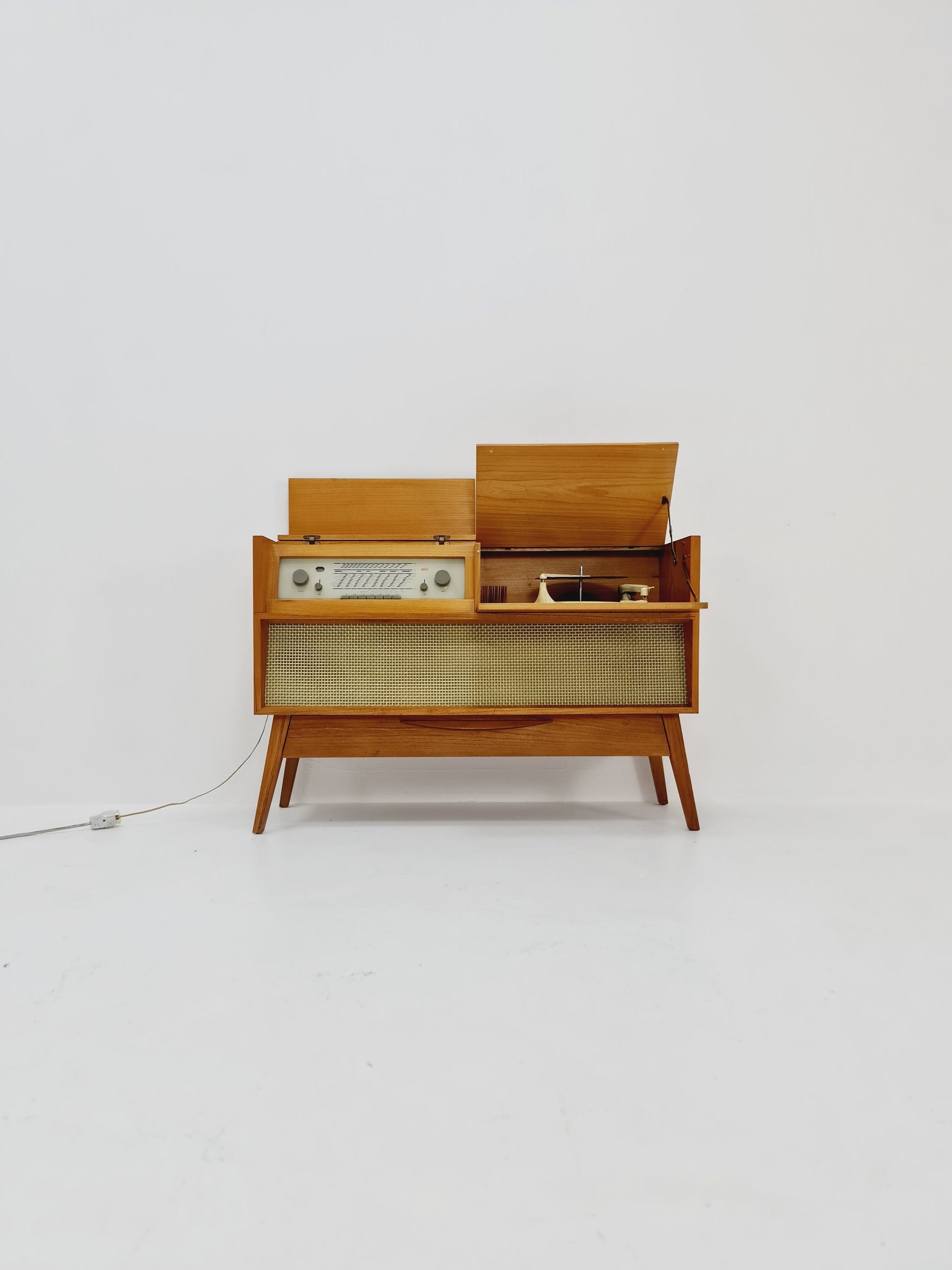 Mid Century Modern German ash record player, radio by Braun “MM 4 ”, 1960s