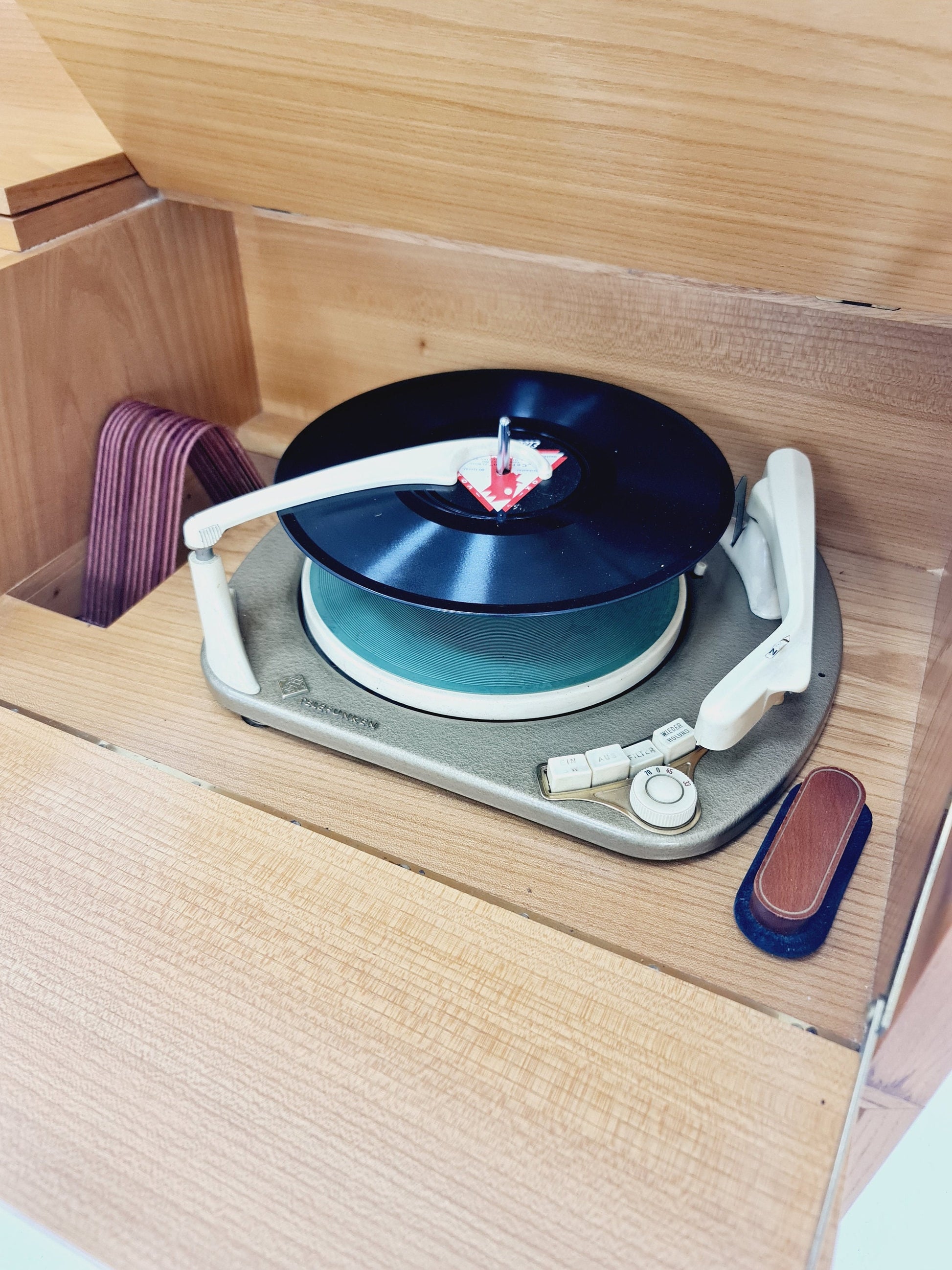 Mid Century Modern German ash record player, radio by Braun “MM 4 ”, 1960s