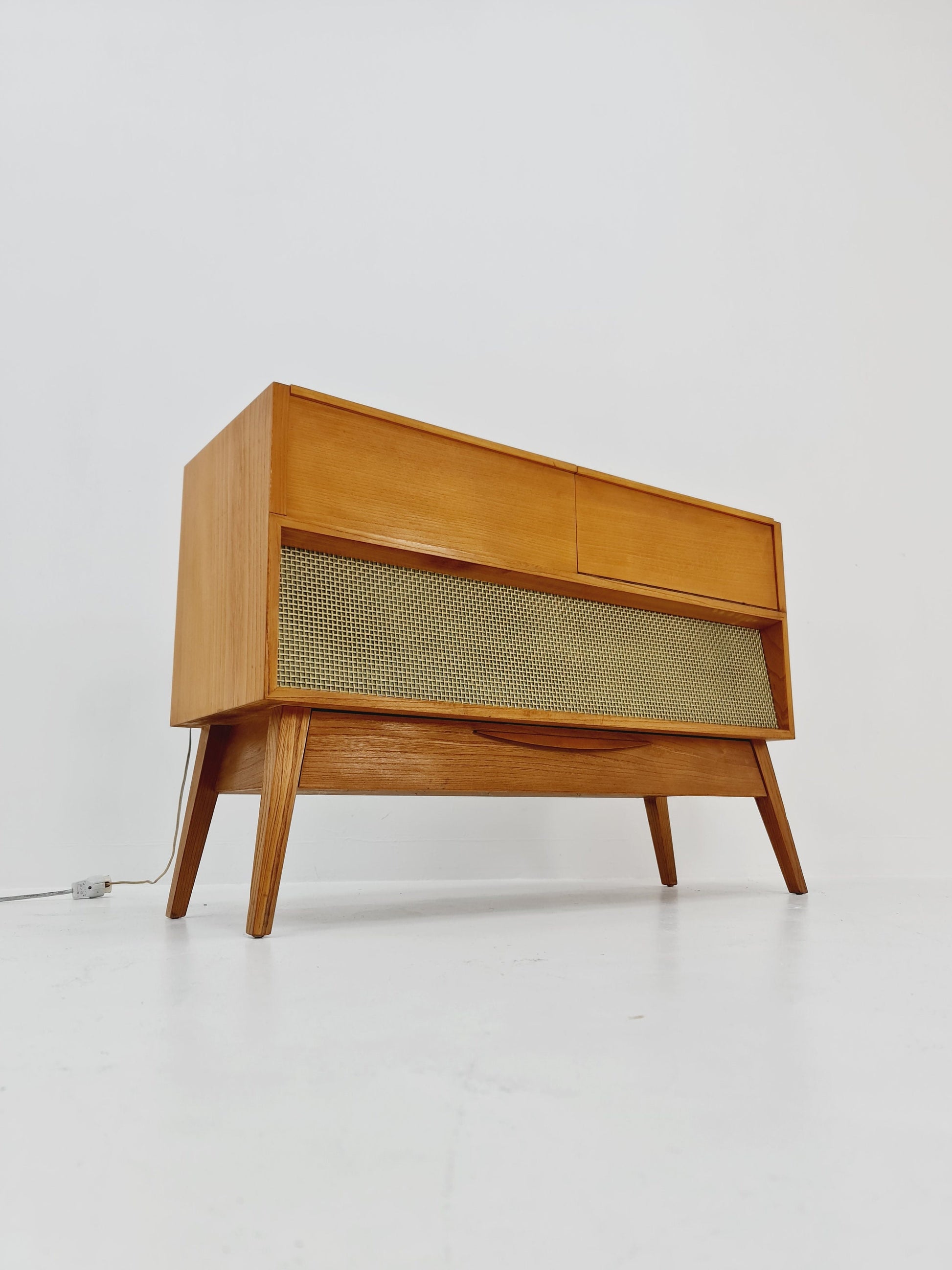 Mid Century Modern German ash record player, radio by Braun “MM 4 ”, 1960s