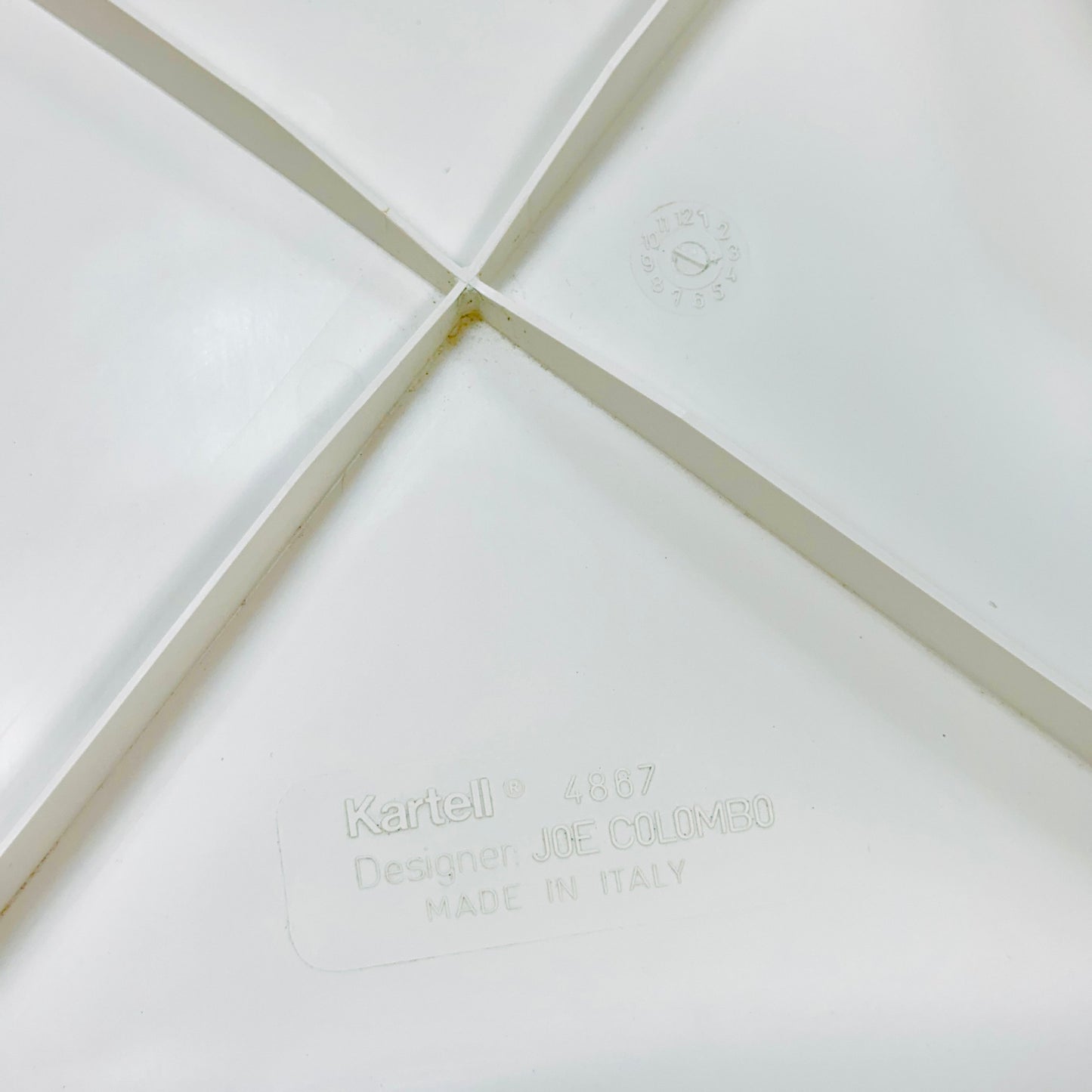 Set of 4 Space age Universale white chairs,designed by Joe Colombo for Kartell Italy 1960s