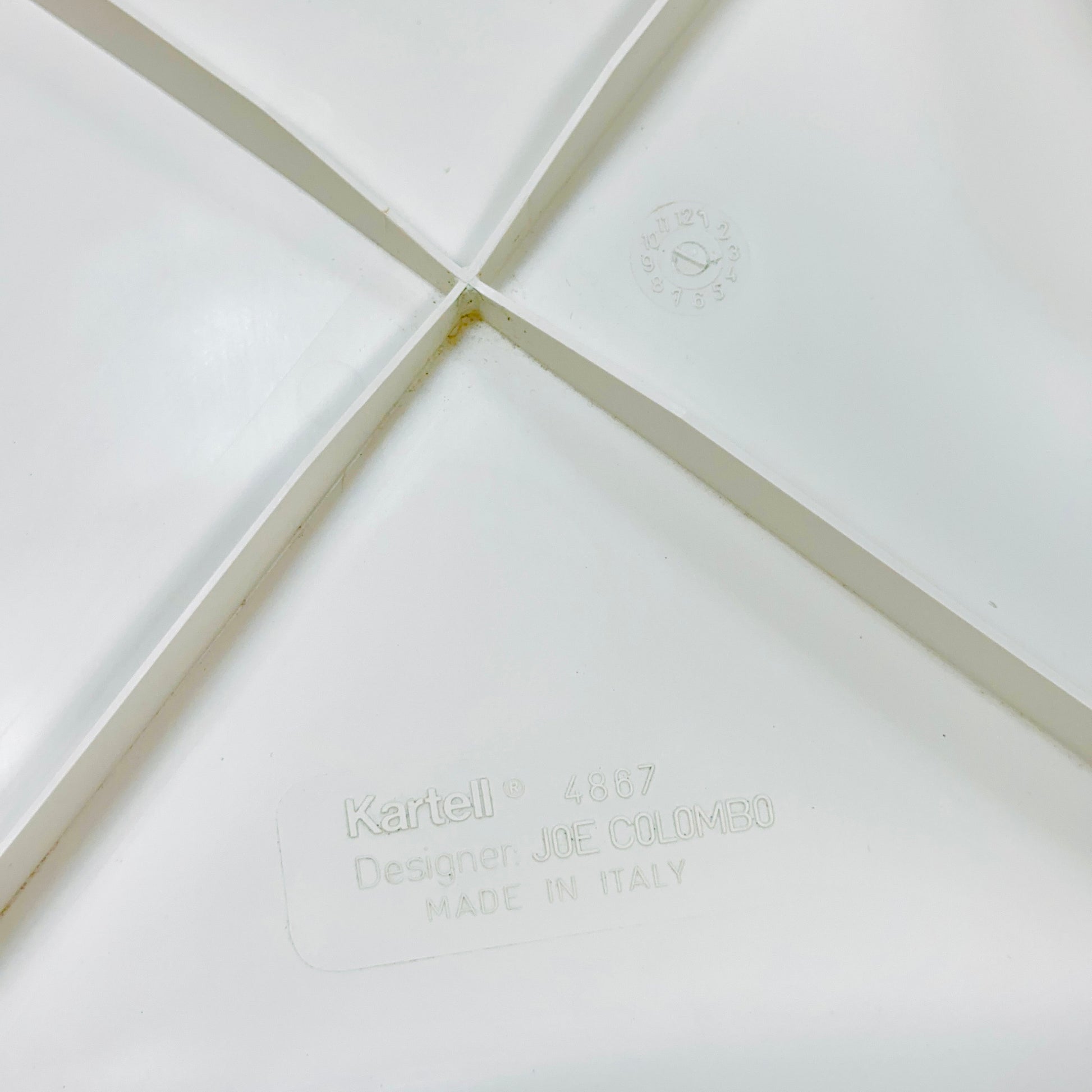 Set of 4 Space age Universale white chairs,designed by Joe Colombo for Kartell Italy 1960s
