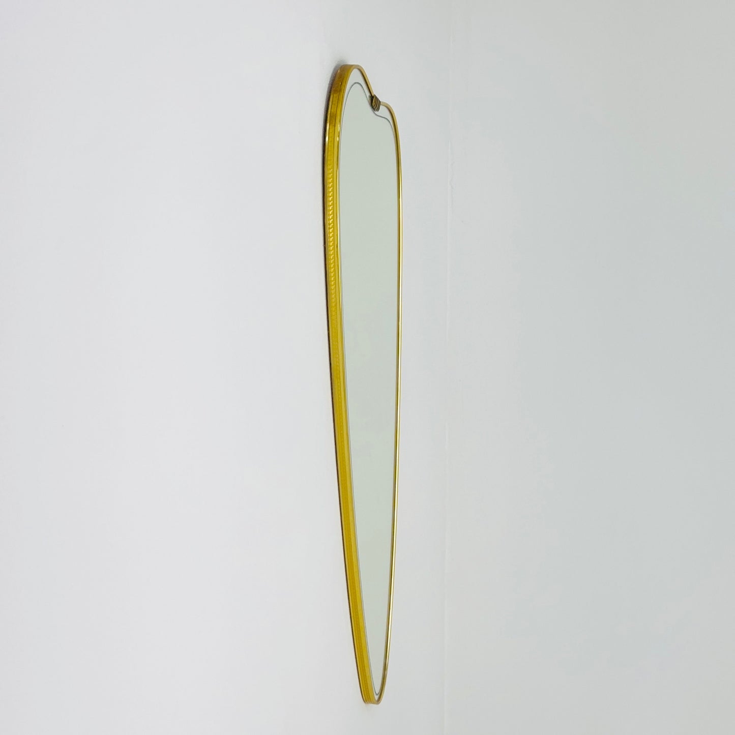 Mid Century XXL asymmetric German brass Original kidney wall mirror from the 60s