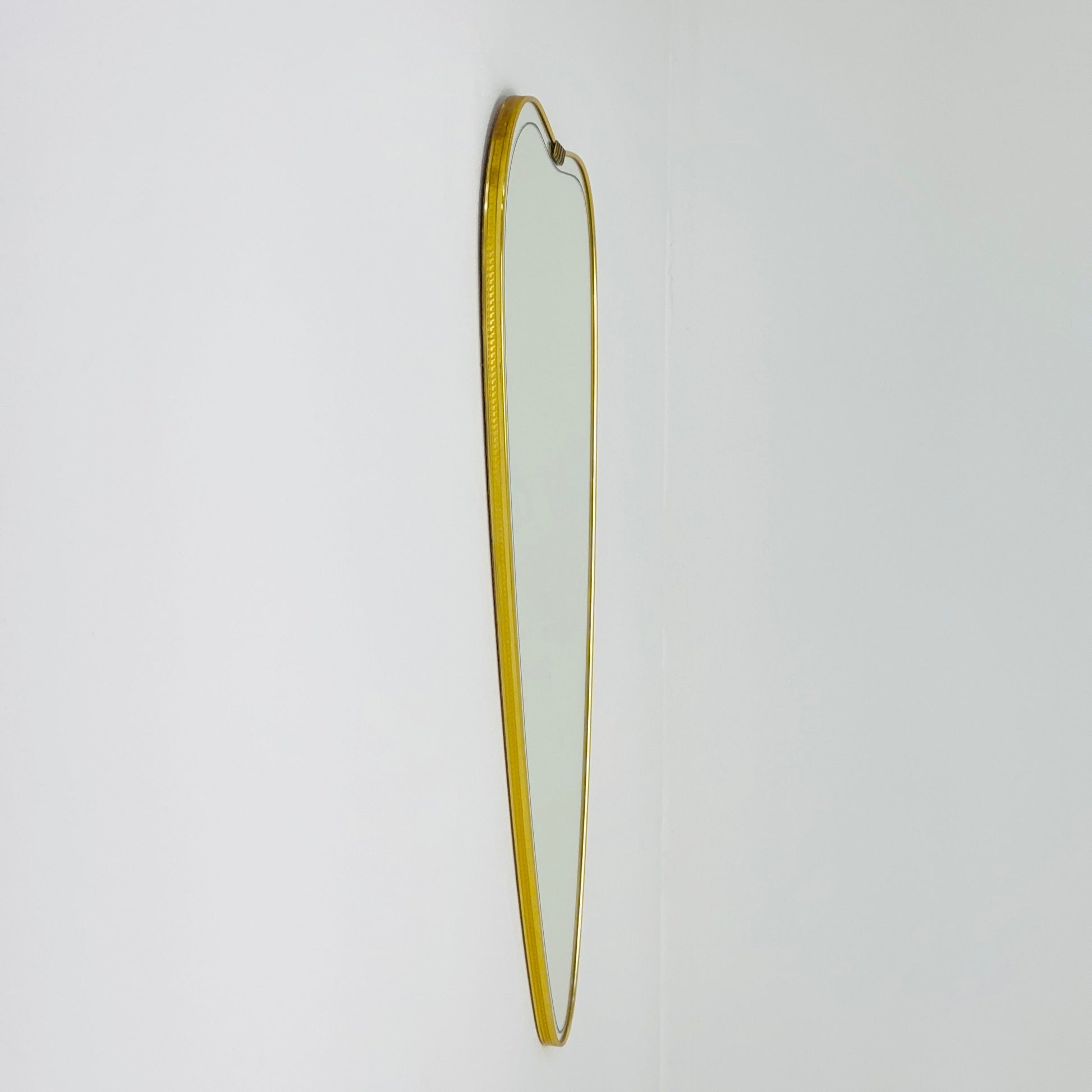 Mid Century XXL asymmetric German brass Original kidney wall mirror from the 60s