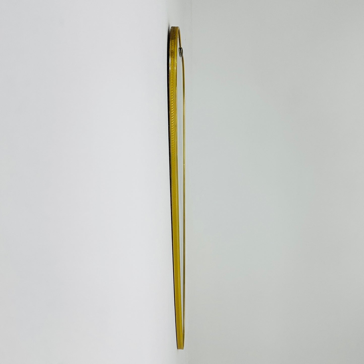 Mid Century XXL asymmetric German brass Original kidney wall mirror from the 60s