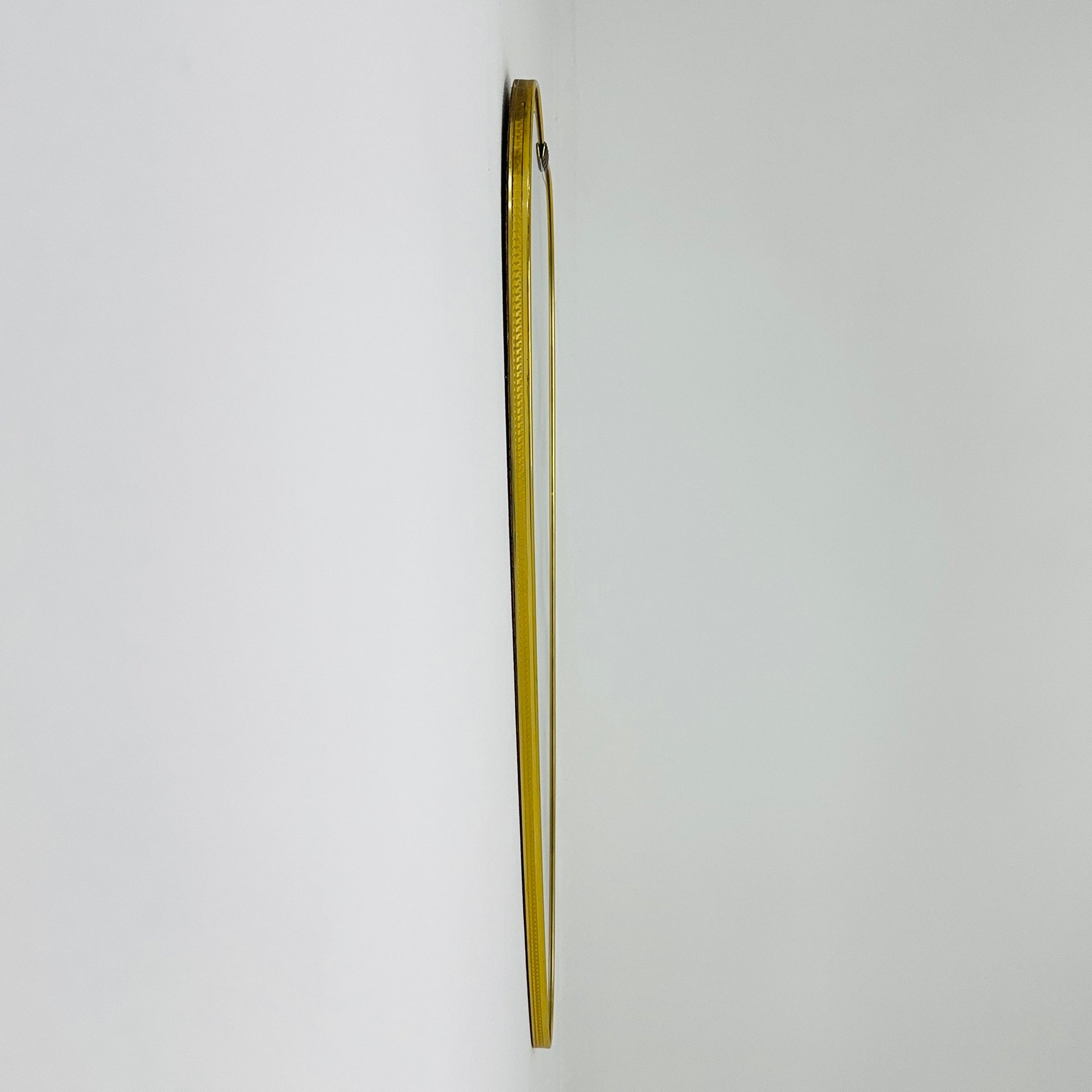 Mid Century XXL asymmetric German brass Original kidney wall mirror from the 60s