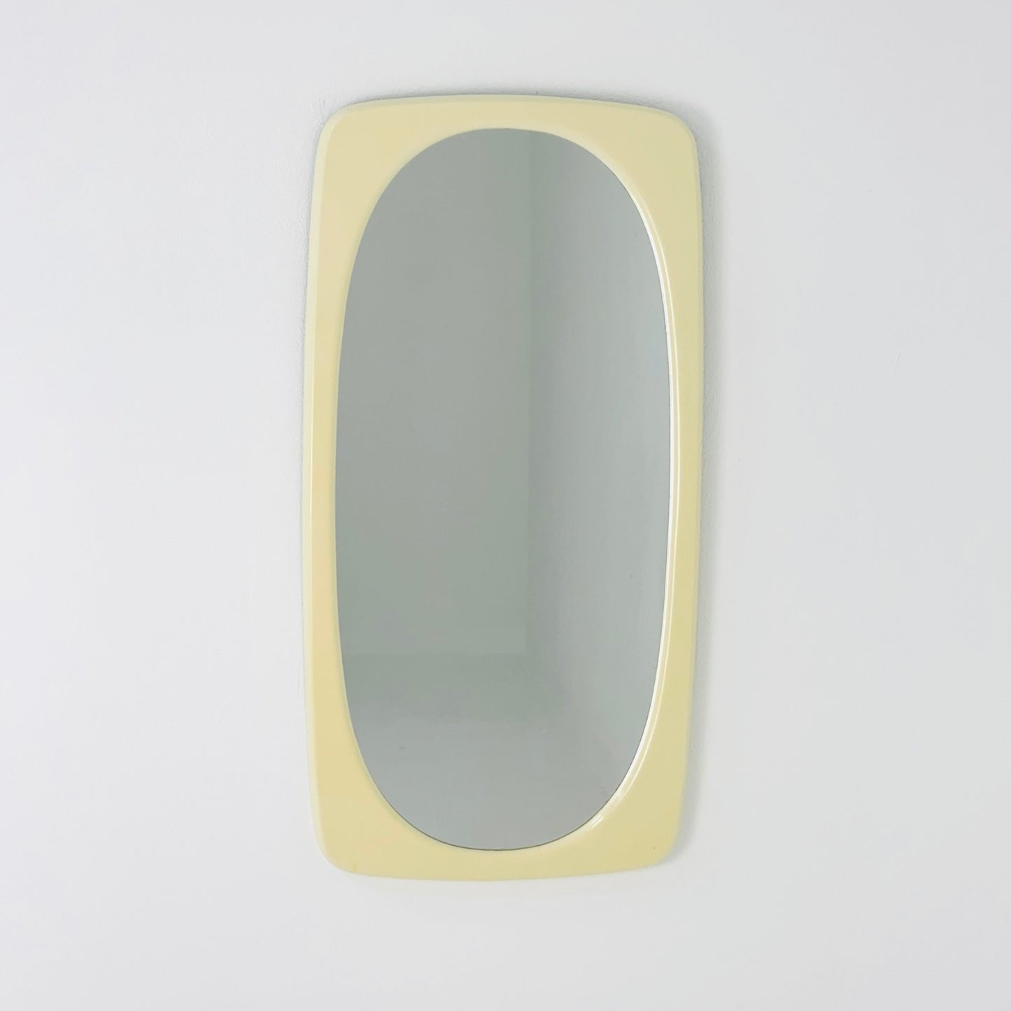 Space age beige /white plastic wall mirror 1970s