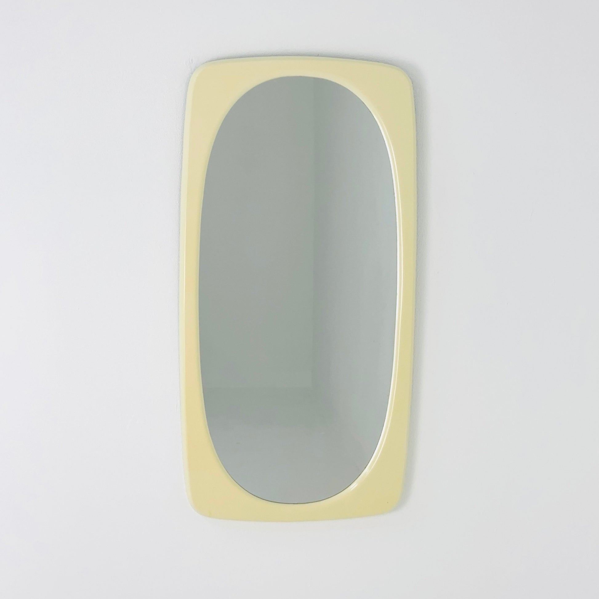 Space age beige /white plastic wall mirror 1970s