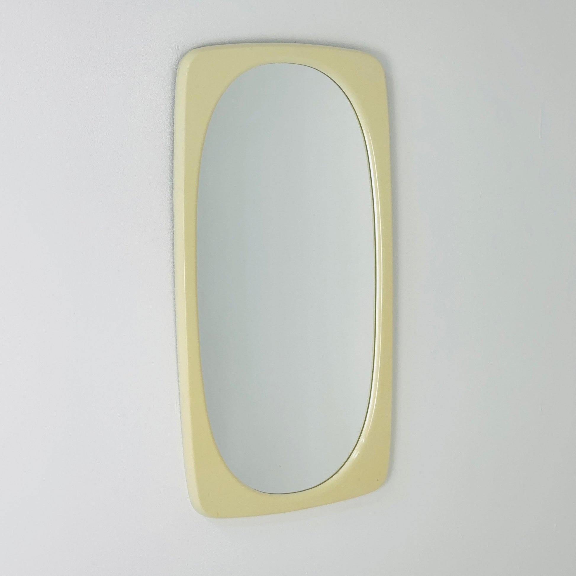 Space age beige /white plastic wall mirror 1970s