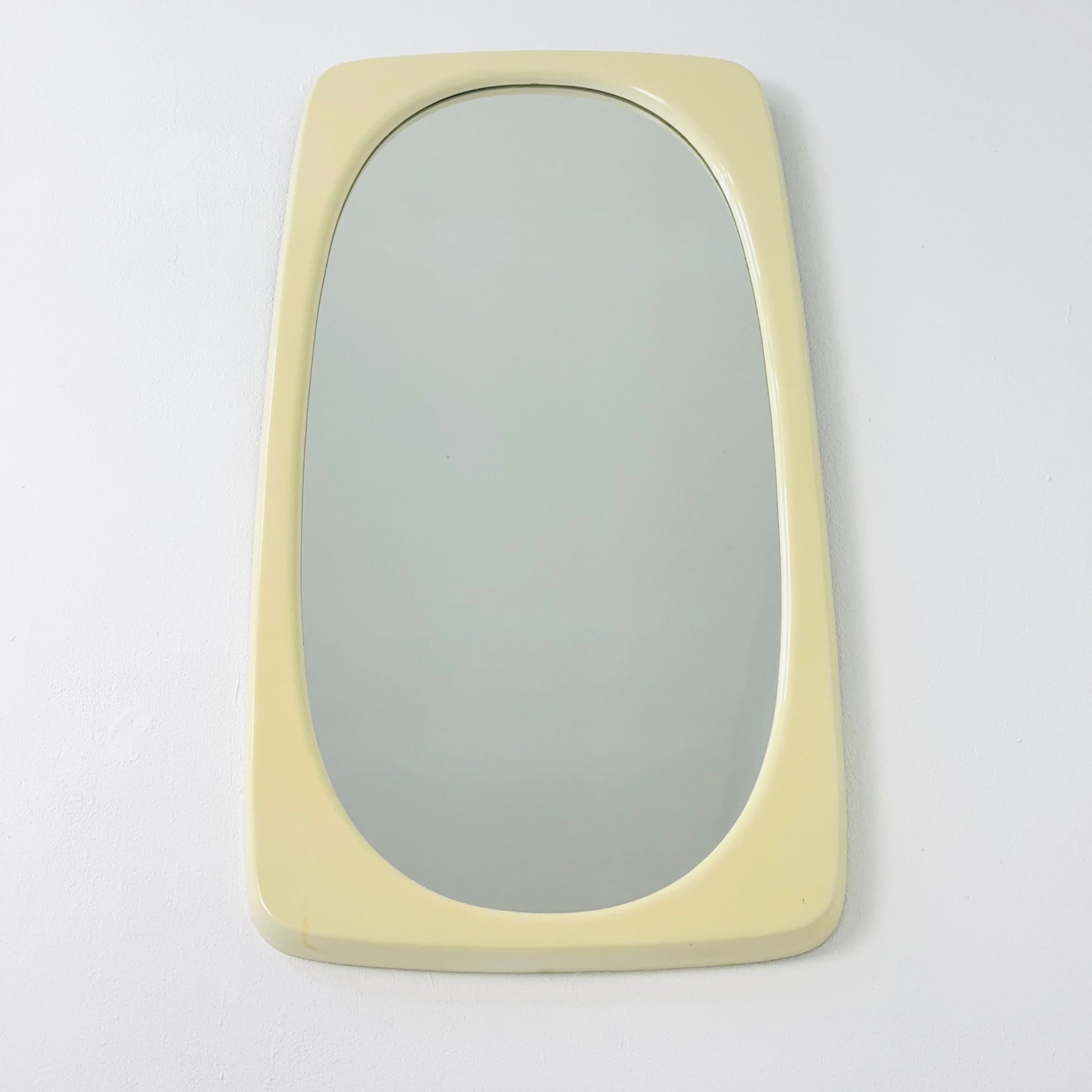 Space age beige /white plastic wall mirror 1970s