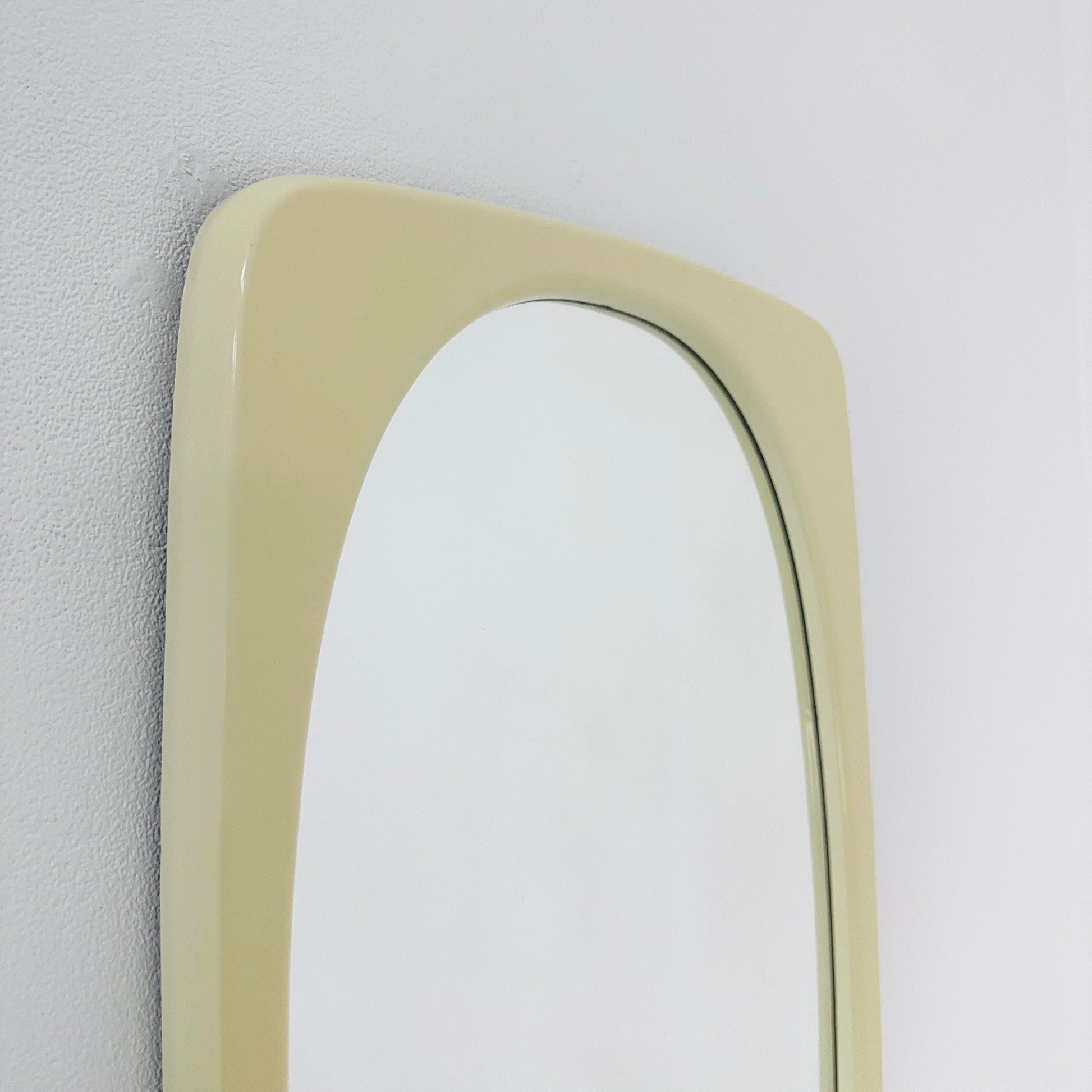 Space age beige /white plastic wall mirror 1970s