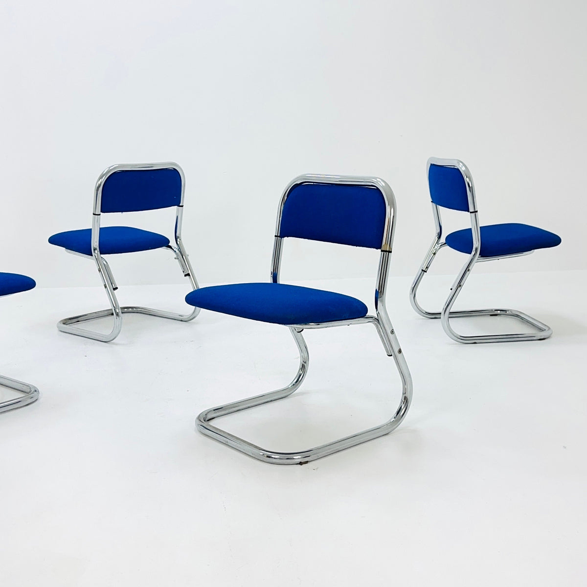 set of 4 mid century Bauhaus dining chairs by 1980s Germany
