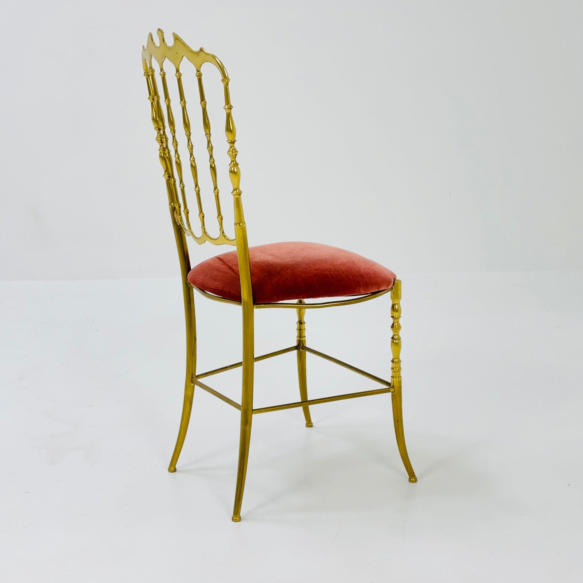 Mid century Brass Chiavari Side Chair Italy 1980s