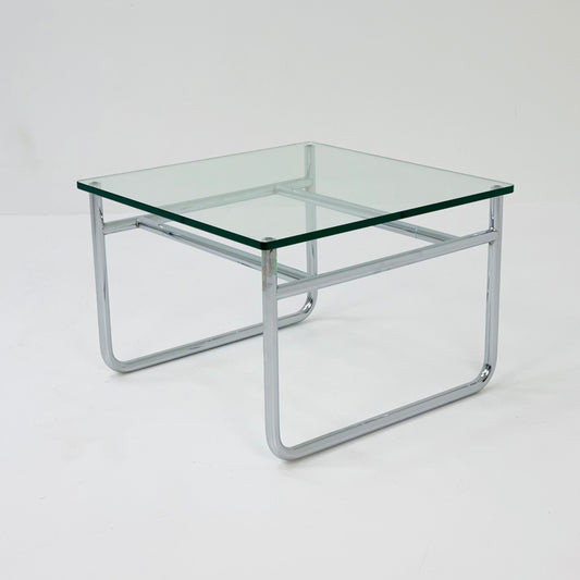mid century Bauhaus coffee table chrome and glass 1980s France