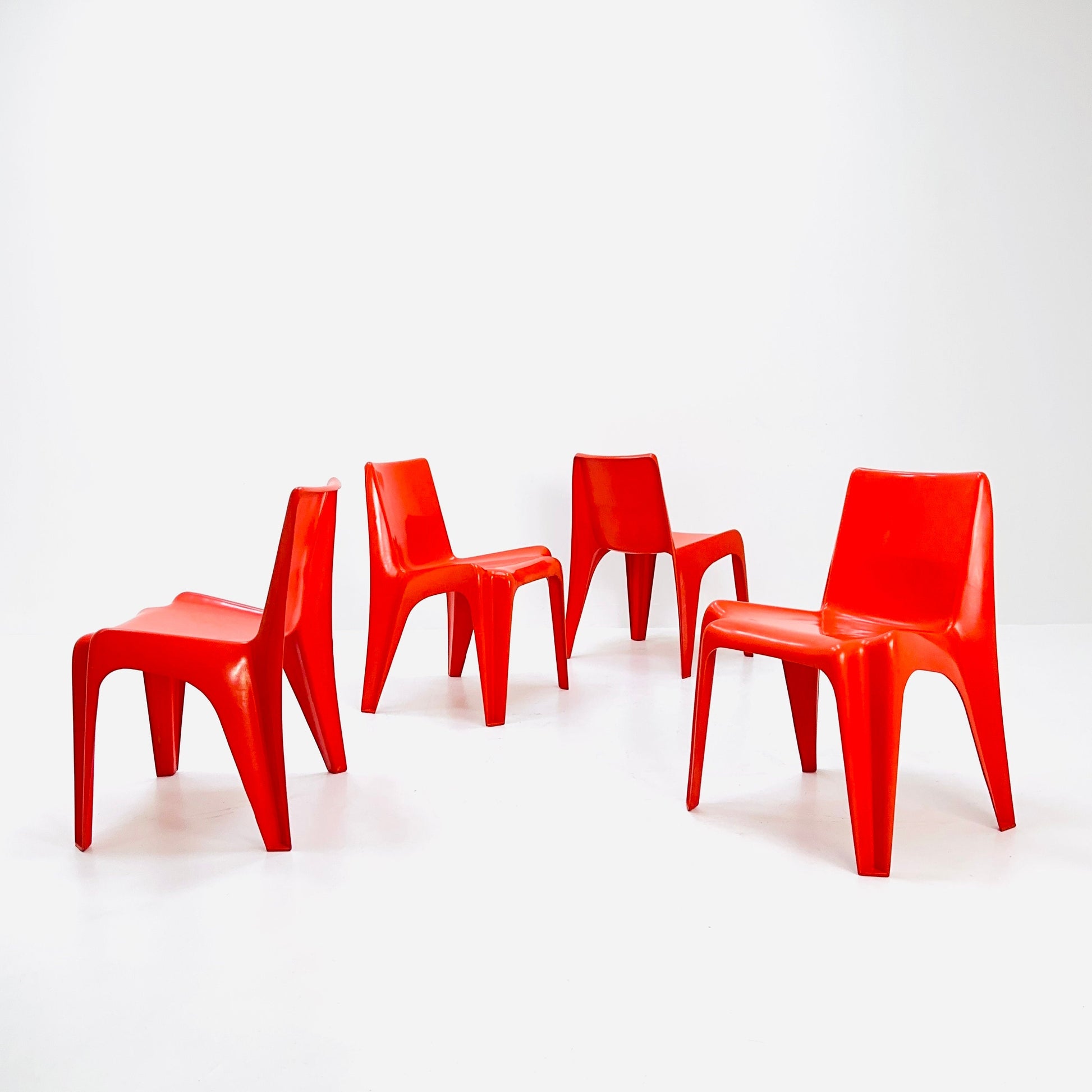 Space age Set of 4 Dining chairs Bofinger BA1171 chair by Helmut Bätzner,1970